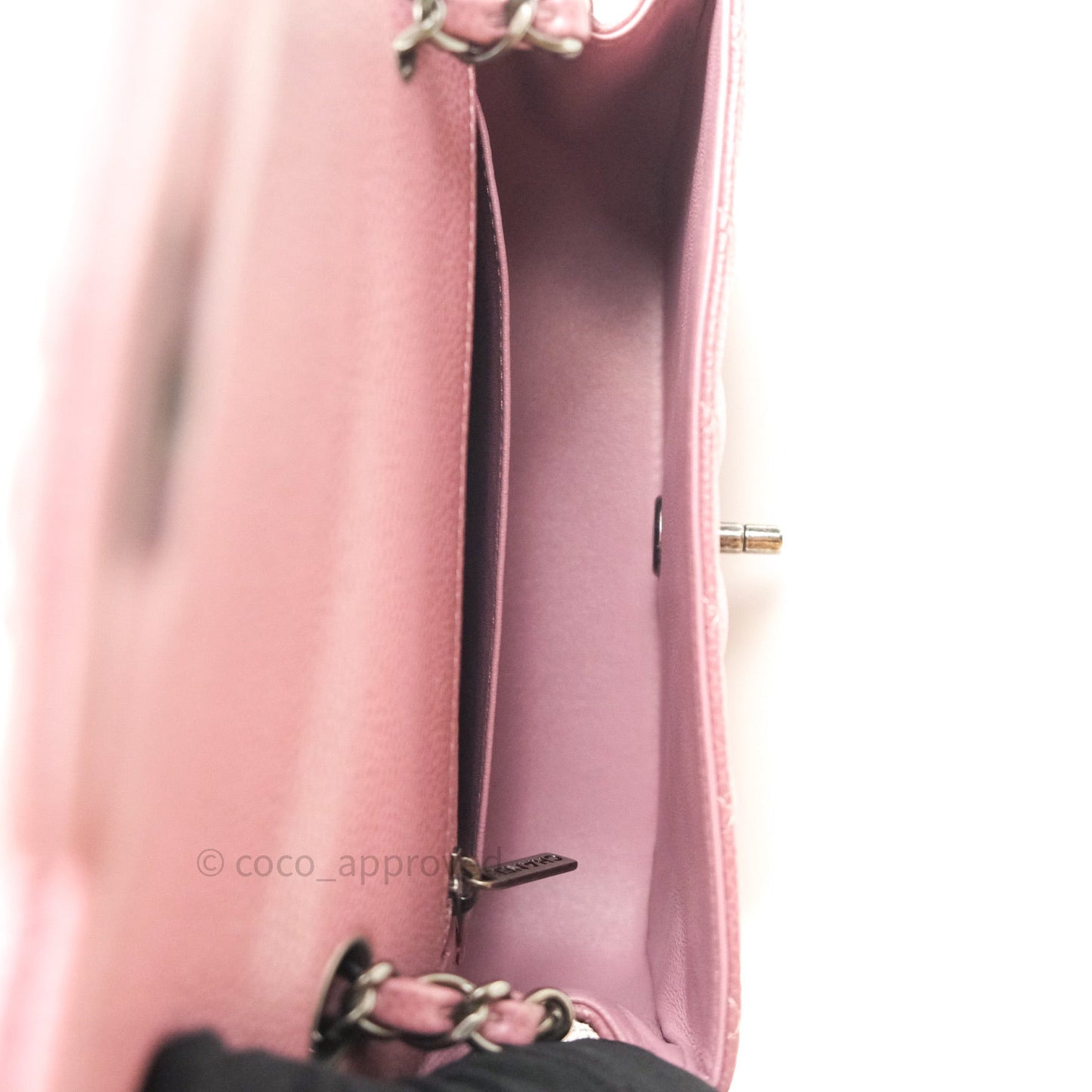 Chanel Quilted Mini Rectangular Mauve Pink Caviar Ruthenium Hardware
