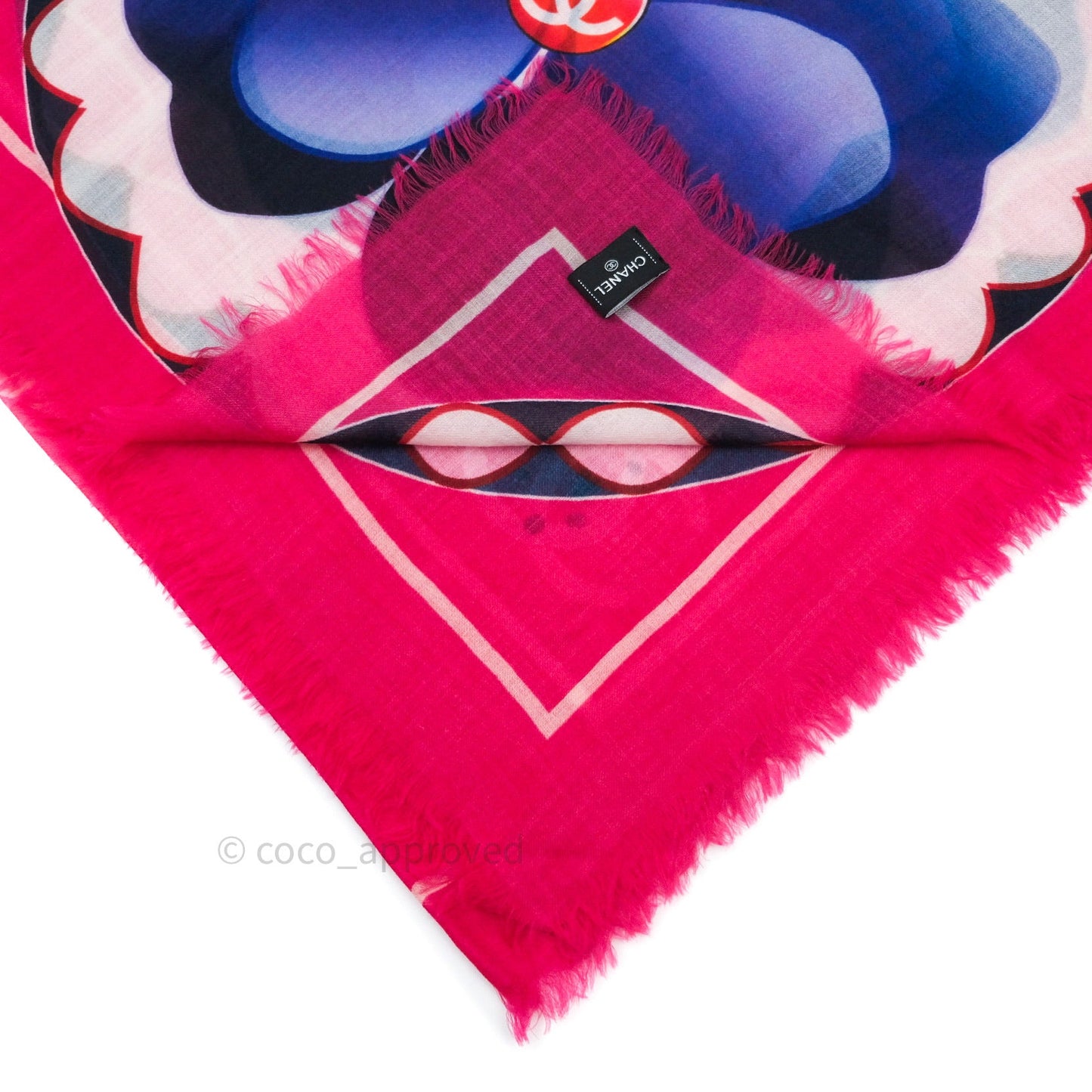 Chanel Cashmere Flower Scarf Pink