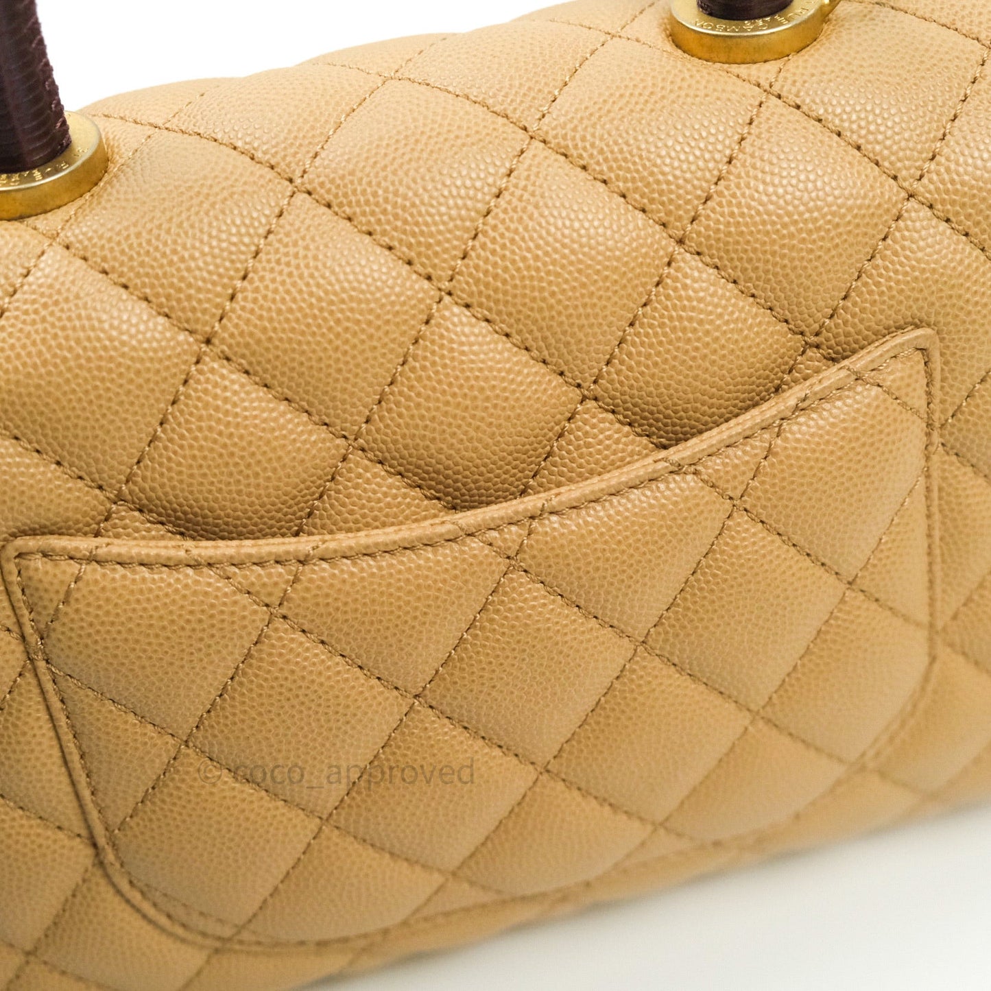 Chanel Mini Coco Handle Quilted Beige Caviar Gold Hardware Lizard Embossed Handle