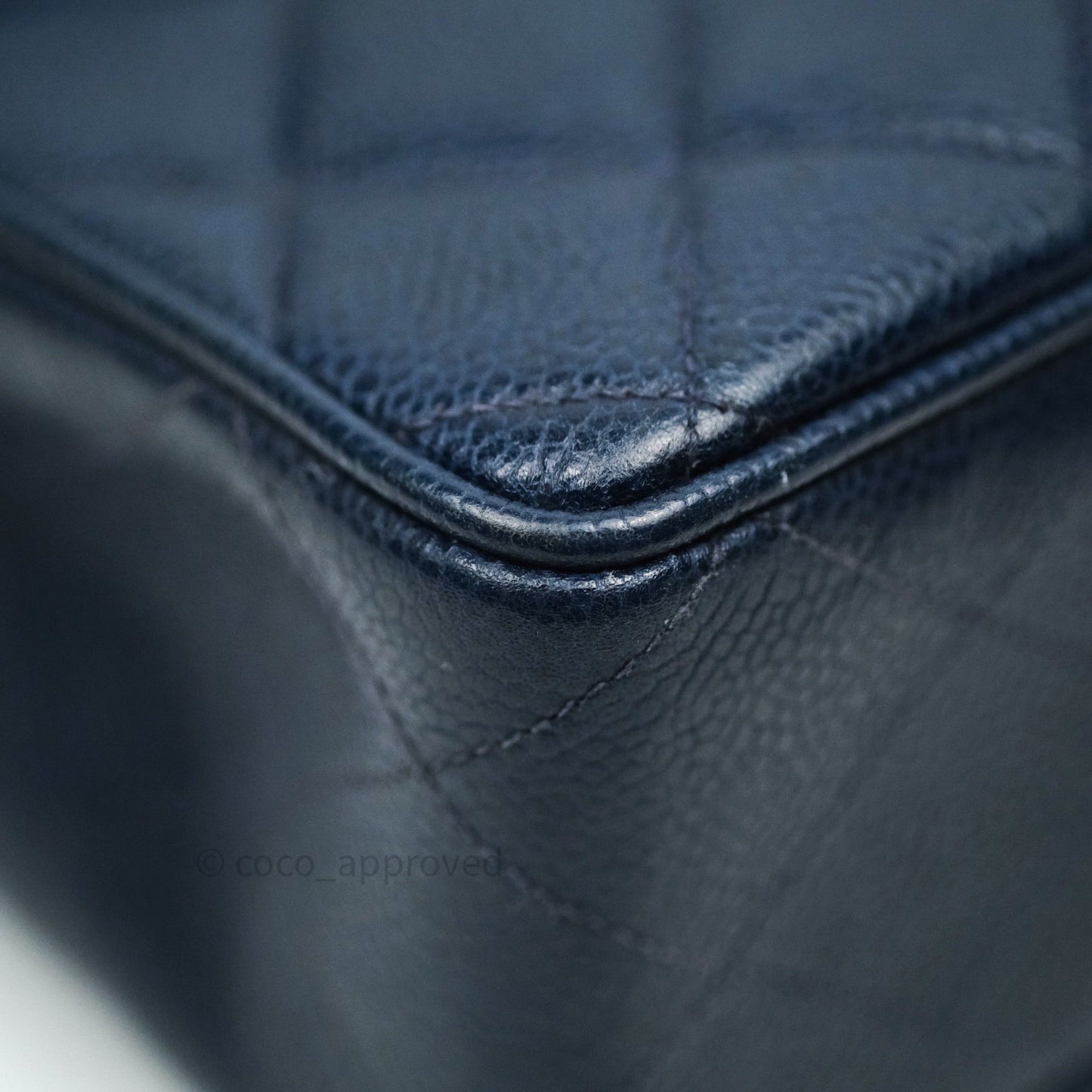 Chanel Vintage XL Jumbo Single Flap Navy Caviar 24K Gold Hardware