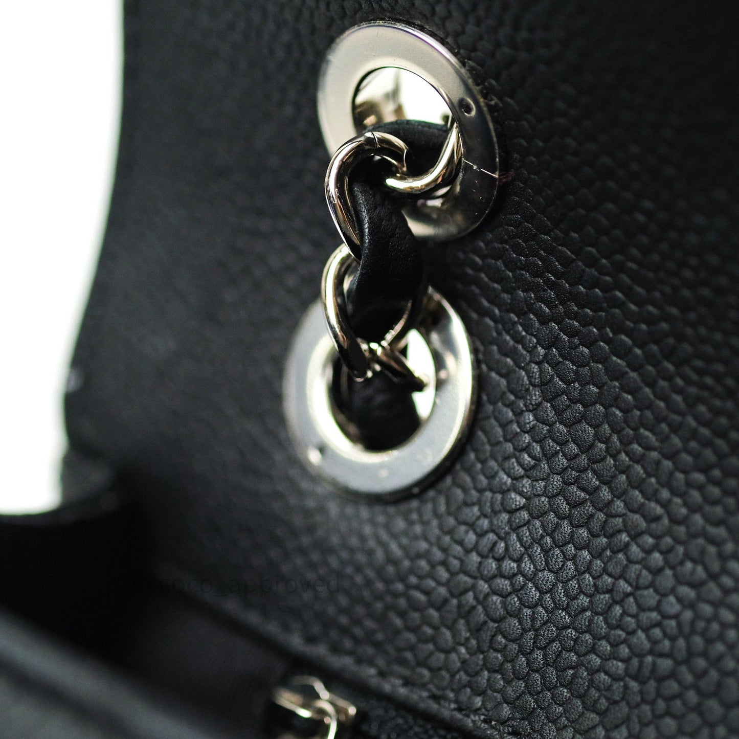 Chanel Medium Chevron Grained Calfskin Black Silver Hardware