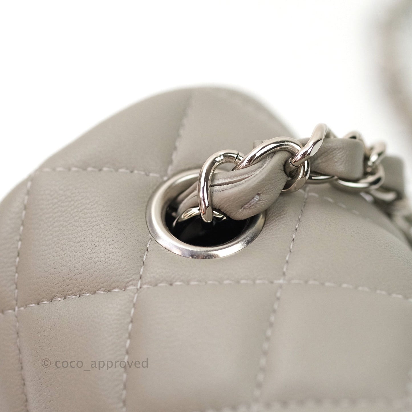 Chanel Quilted Mini Rectangular Flap Grey Lambskin Silver Hardware