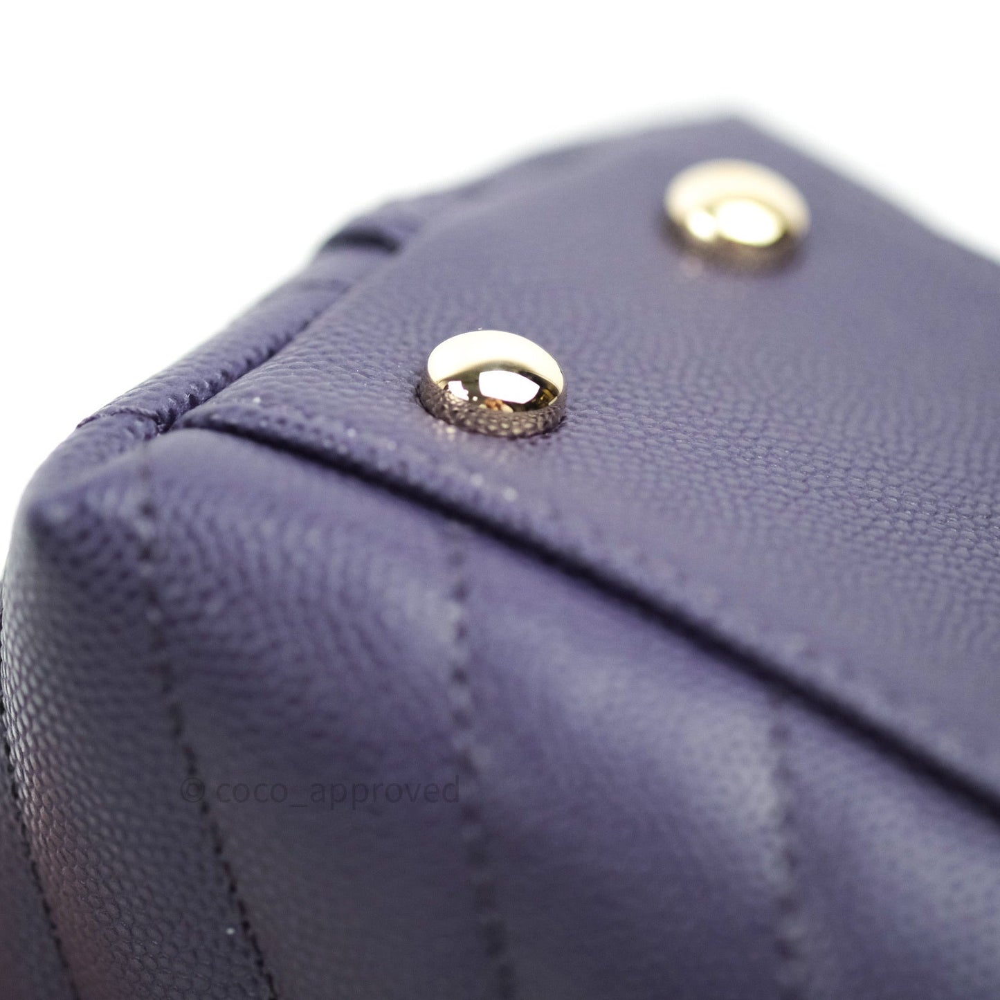 Chanel Mini Coco Handle Chevron Purple Caviar Quilted Gold Hardware