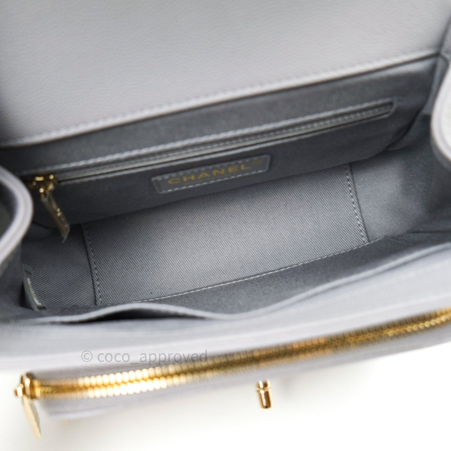 Chanel Quilted Small Business Affinity Flap Grey Caviar Light Gold Hardware