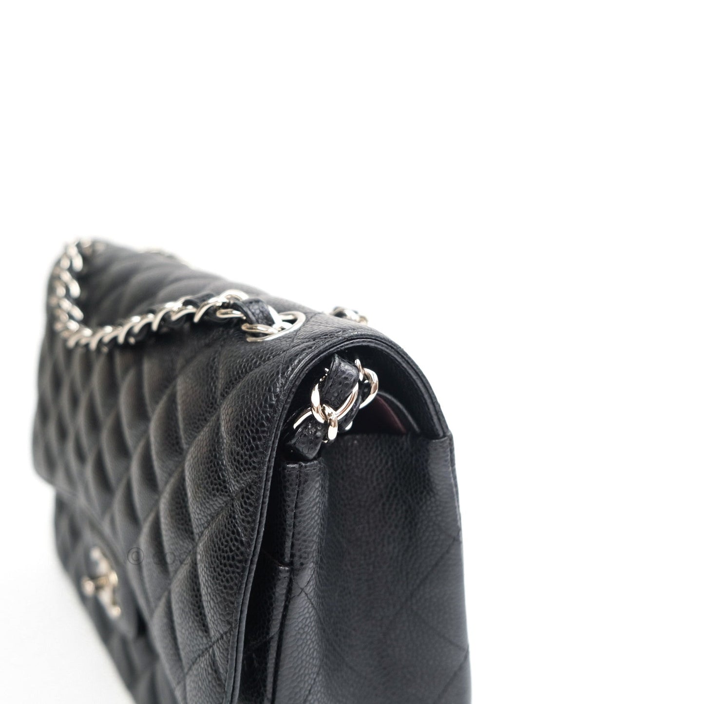 Chanel Classic Jumbo Double Flap Black Quilted Caviar Silver Hardware⁣⁣
