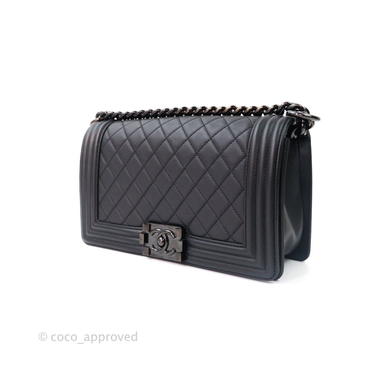 Chanel Quilted Medium Calfskin Boy Flap So Black Hardware