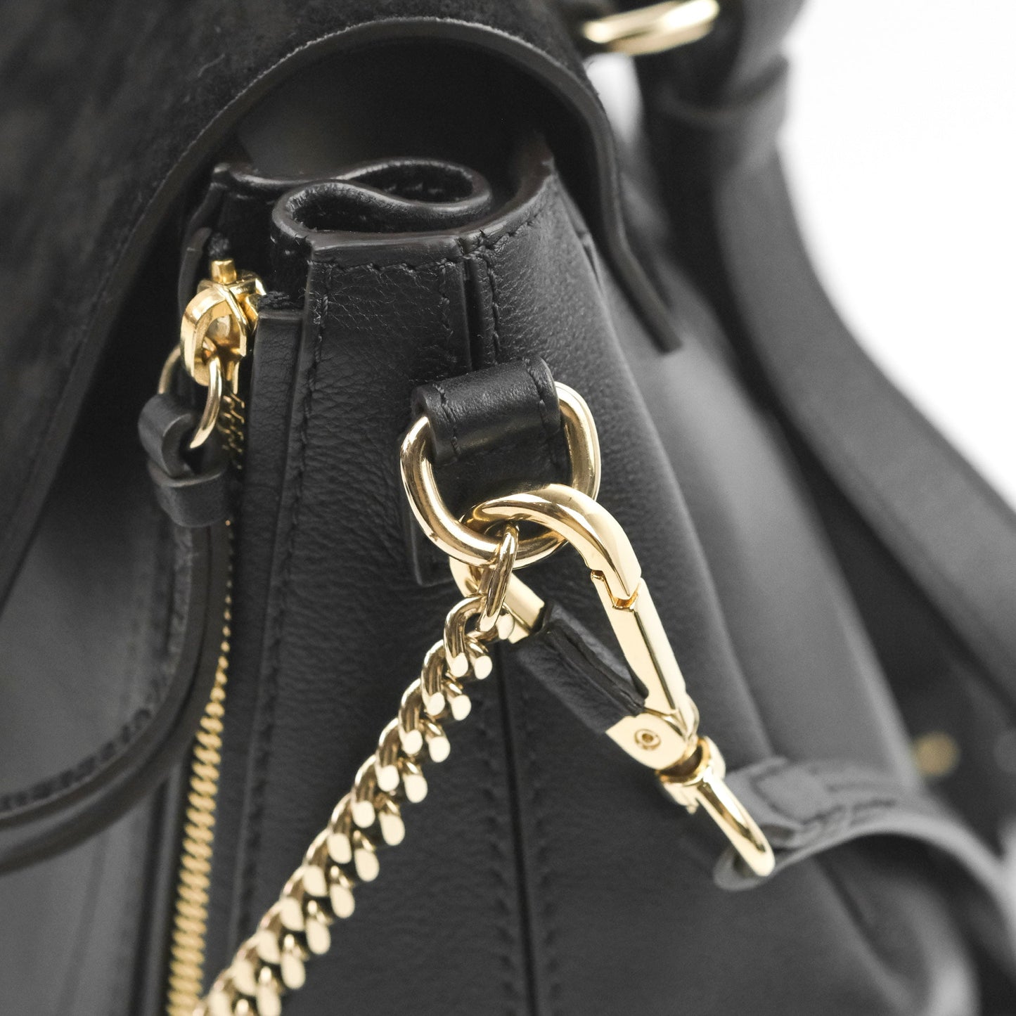 Chloe Small Faye Backpack Suede Calfskin Black Gold Hardware