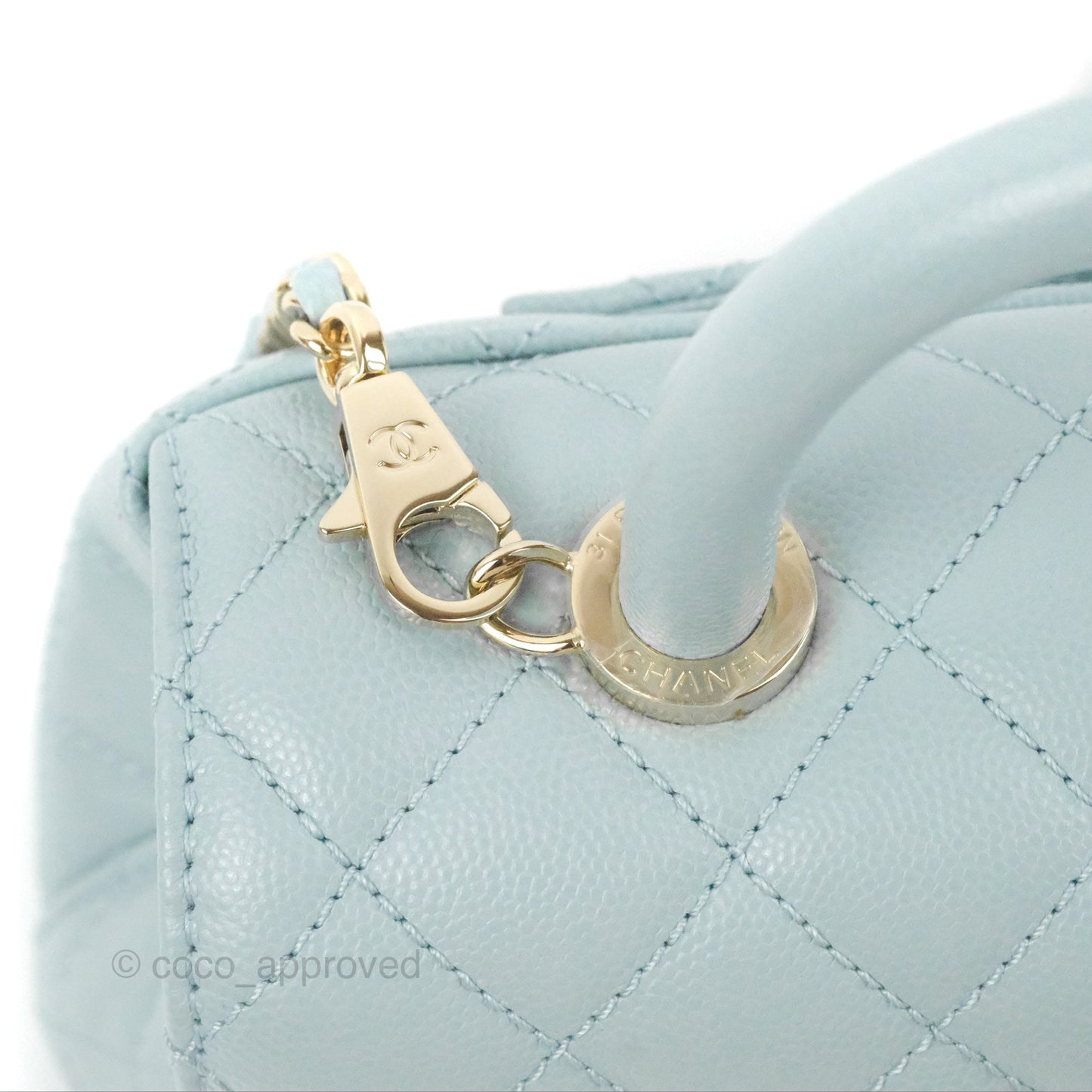 Chanel Small Coco Handle Blue Caviar Gold Hardware