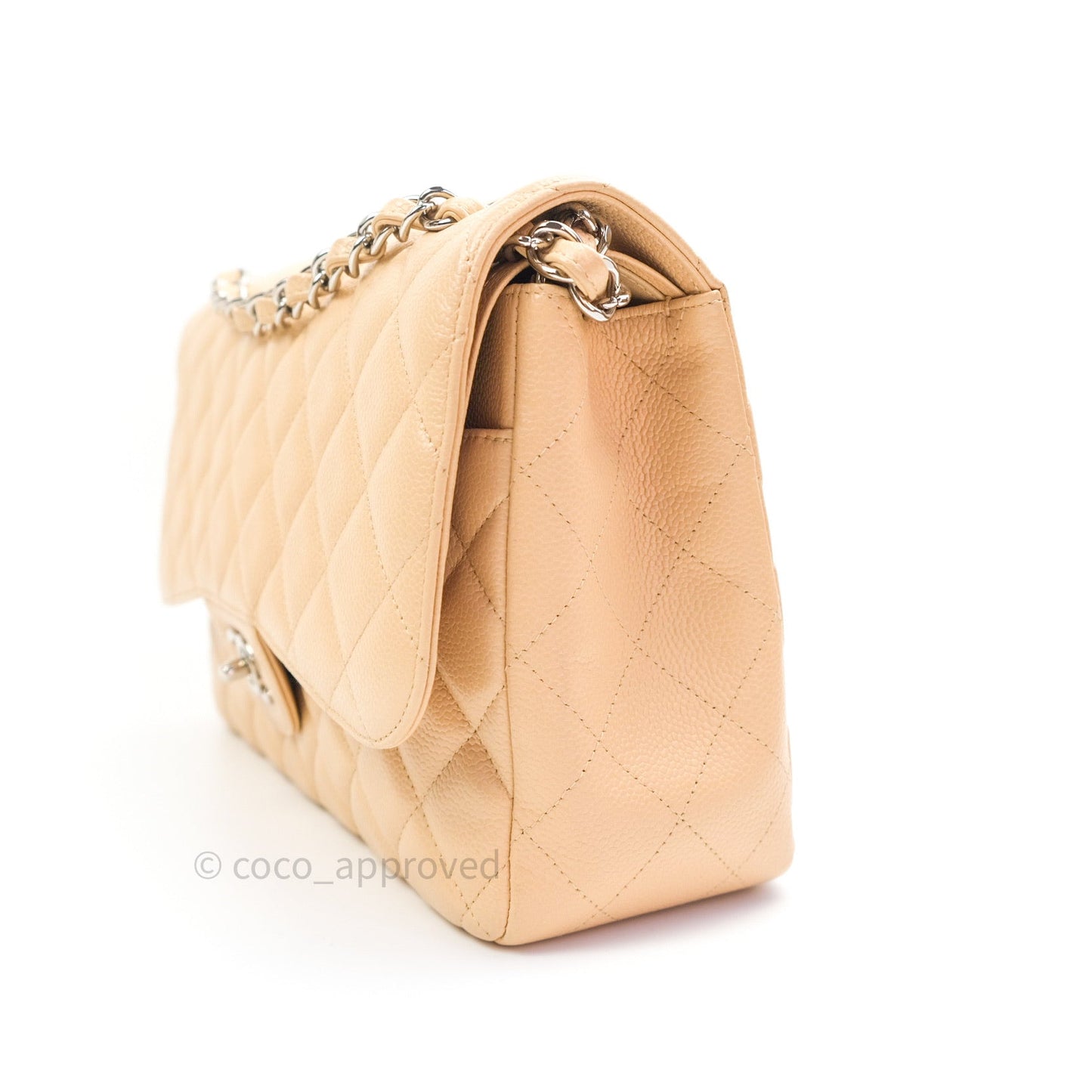 Chanel Jumbo Double Flap Beige Caviar Silver Hardware⁣⁣