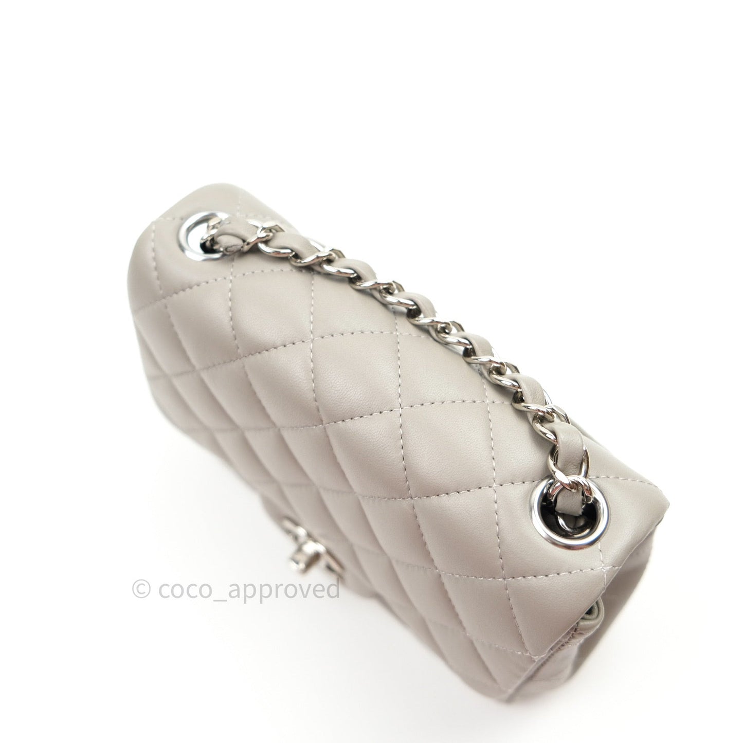Chanel Mini Square Grey Lambskin Silver Hardware 19B