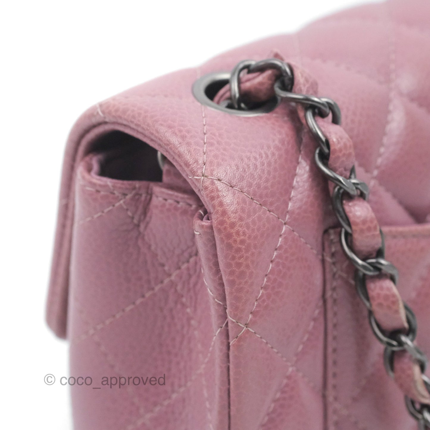 Chanel Quilted Mini Rectangular Flap Dark Pink Caviar Ruthenium Hardware