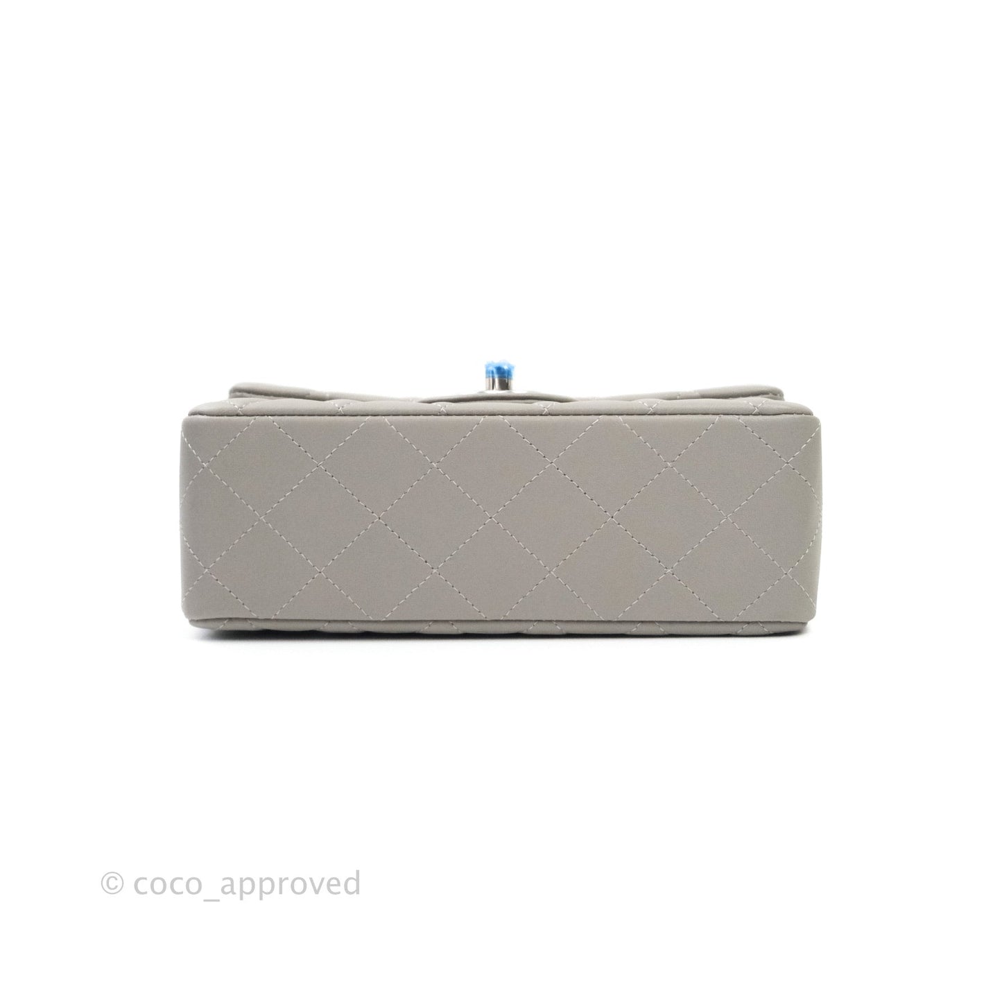 Chanel Quilted Mini Rectangular Flap Grey Lambskin Silver Hardware 19B