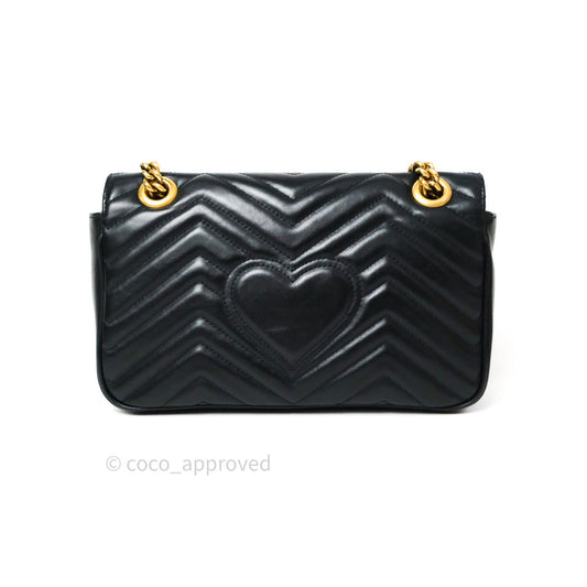 Gucci Small Marmont Black Calfskin Gold Hardware