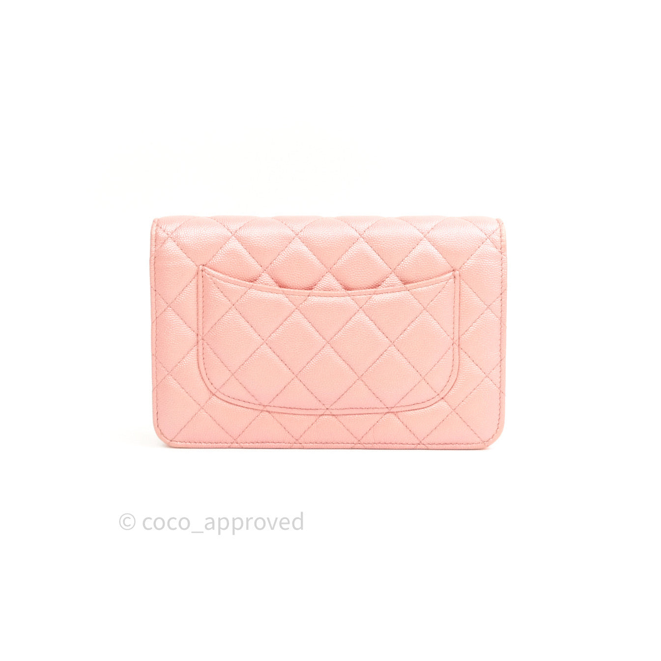 Chanel Quilted Wallet on Chain WOC Iridescent Pink Caviar Gold Hardware 19S