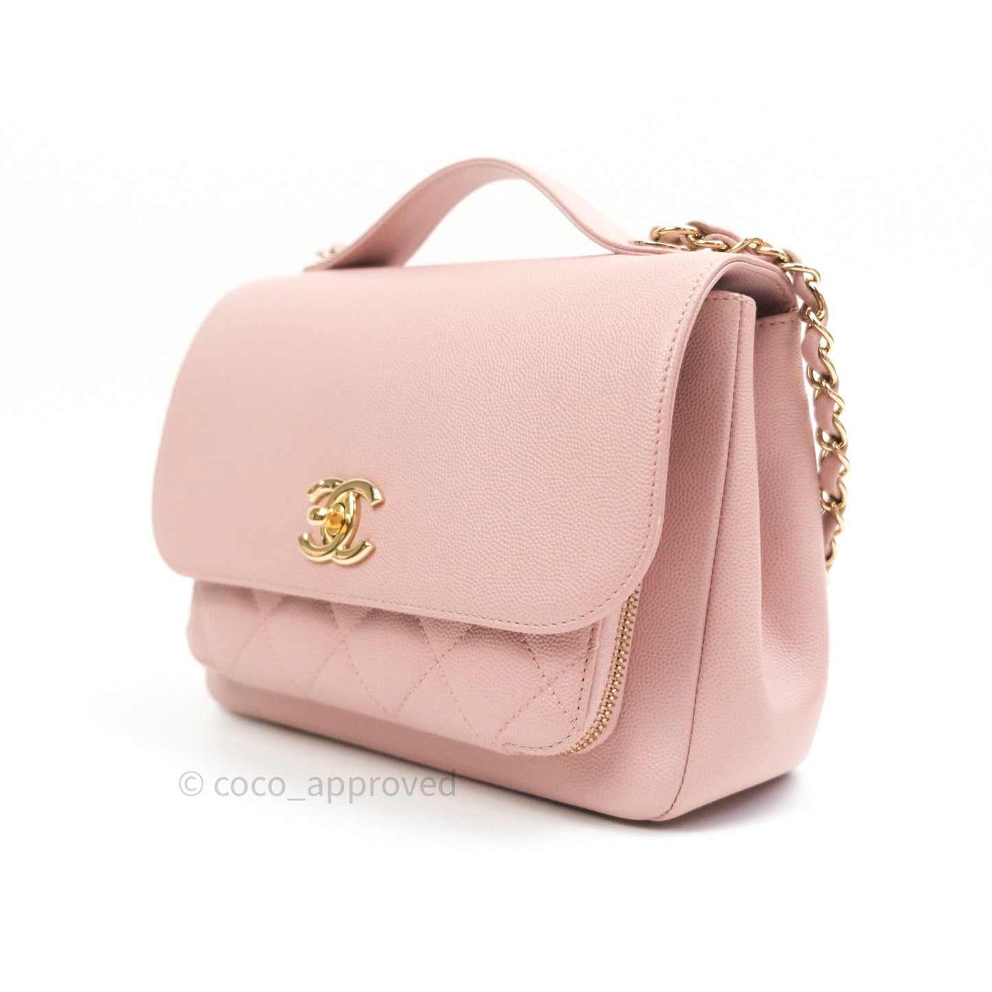 Chanel Quilted Medium Business Affinity Flap Light Pink Light Gold Hardware