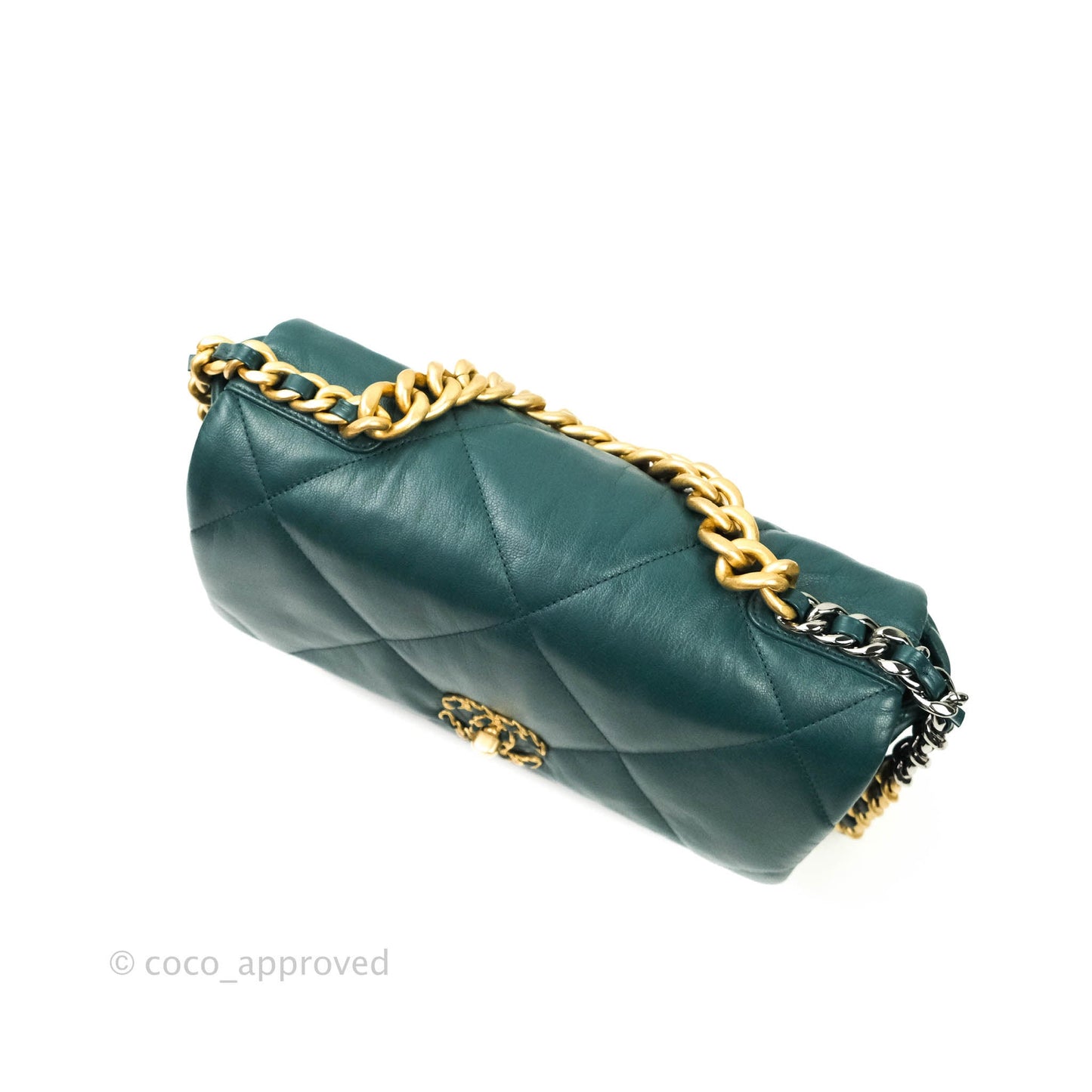 Chanel 19 Medium Dark Green Mixed Hardware Goatskin