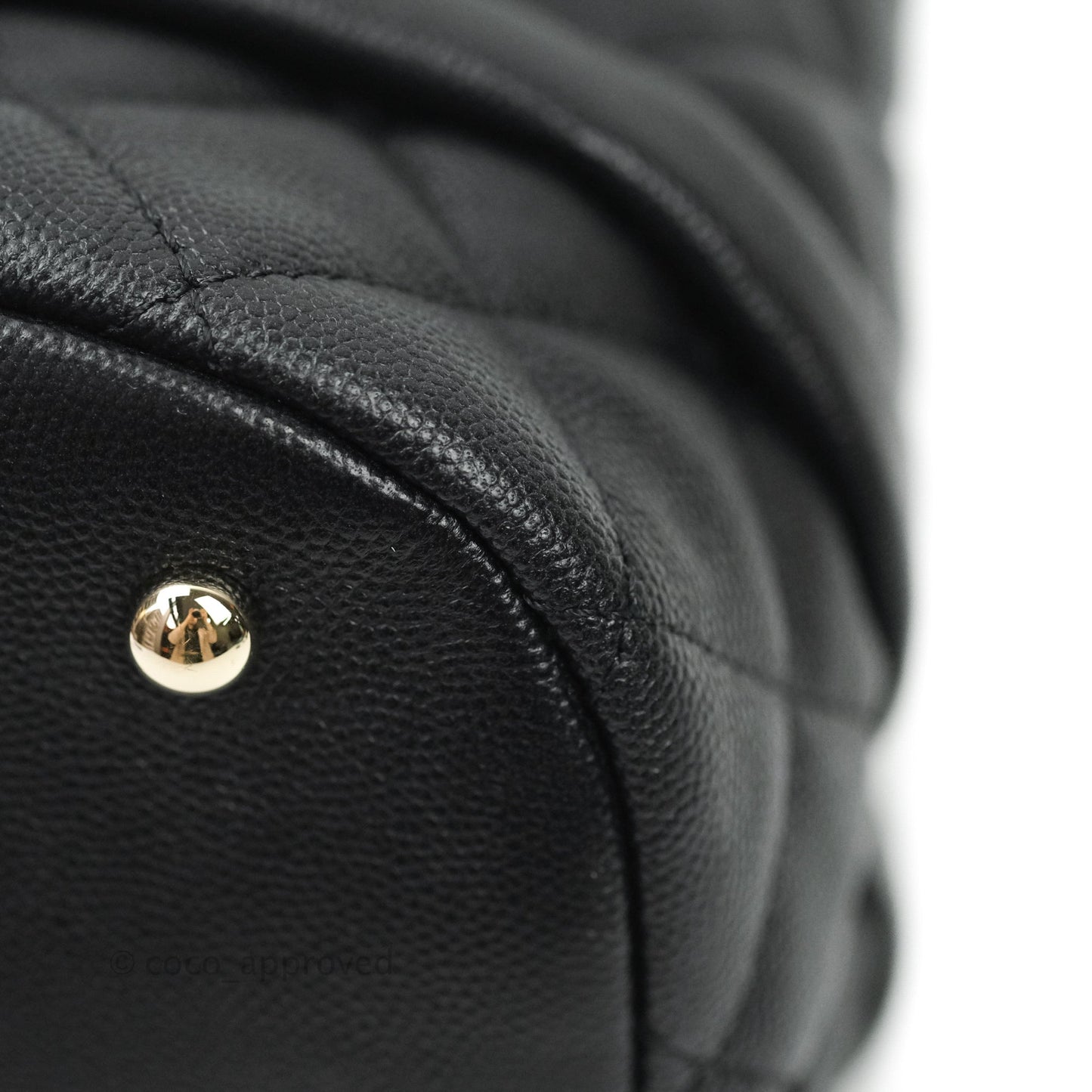 Chanel Caviar Quilted Rolled Up Bucket Drawstring Bag Black Gold Hardware