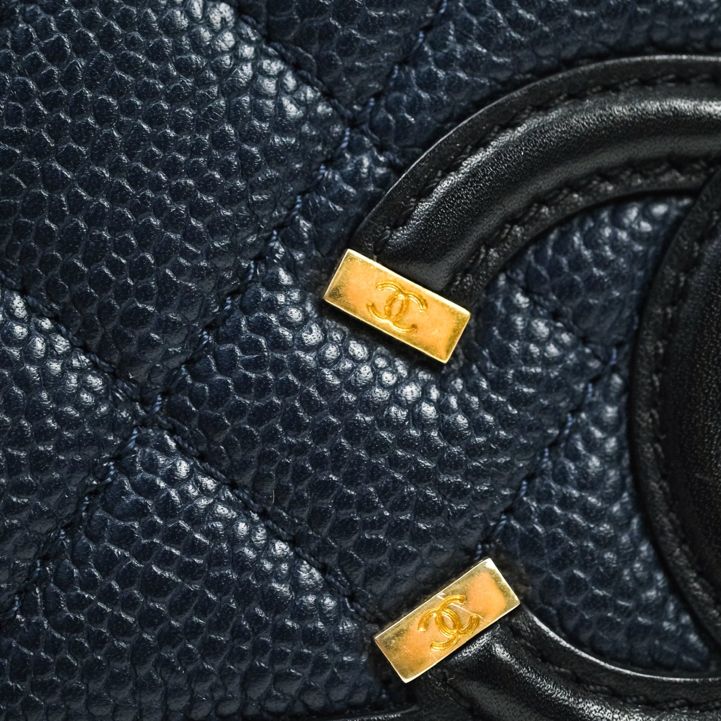 Chanel Quilted Small CC Filigree Flap Navy Caviar