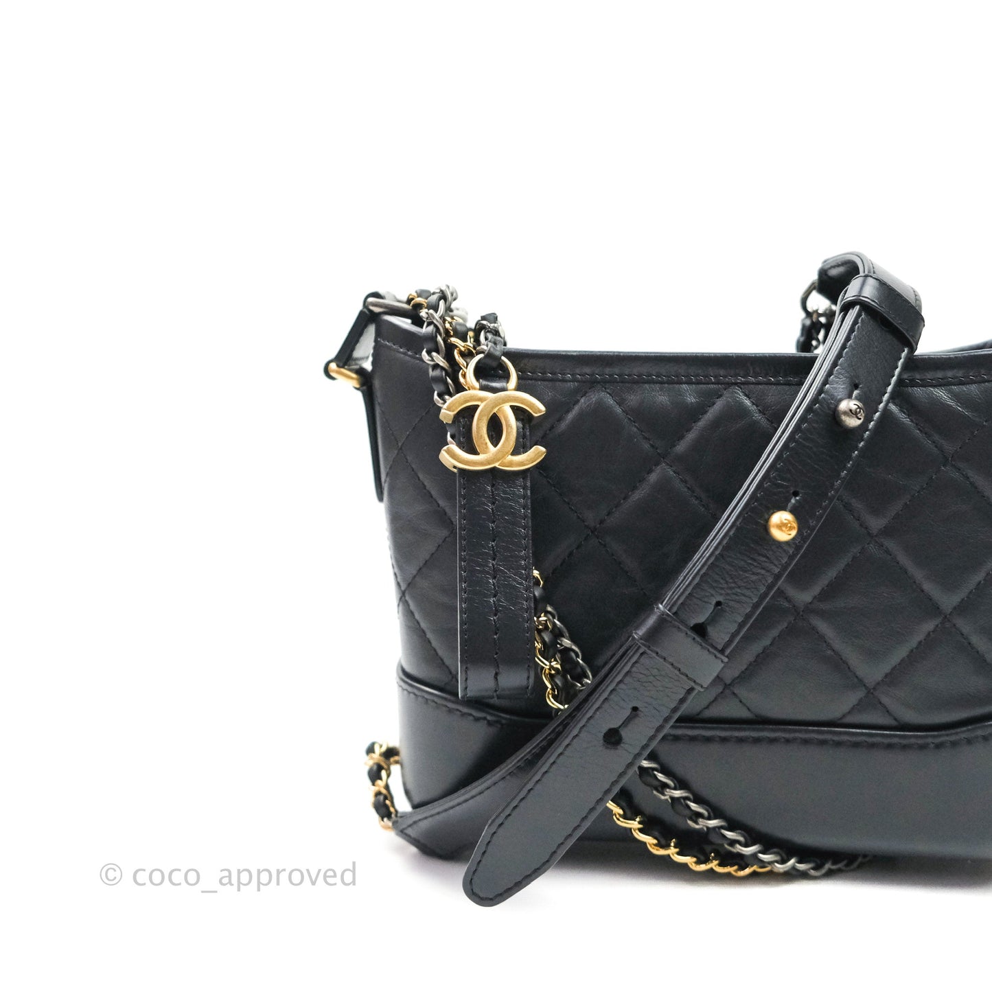 Chanel Quilted Small Gabrielle Hobo Grey Calfskin Mixed Hardware