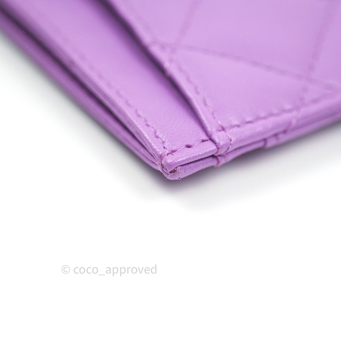 Chanel Quilted Classic Purple Lambskin Silver Hardware Flat Card Holder