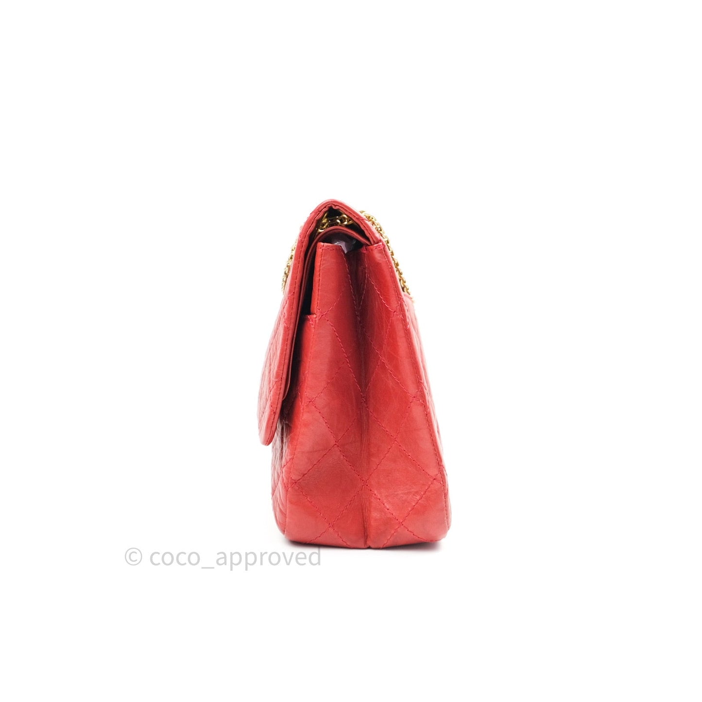 Chanel Reissue Quilted Aged Calfskin Coral Red Ruthenium Hardware 227