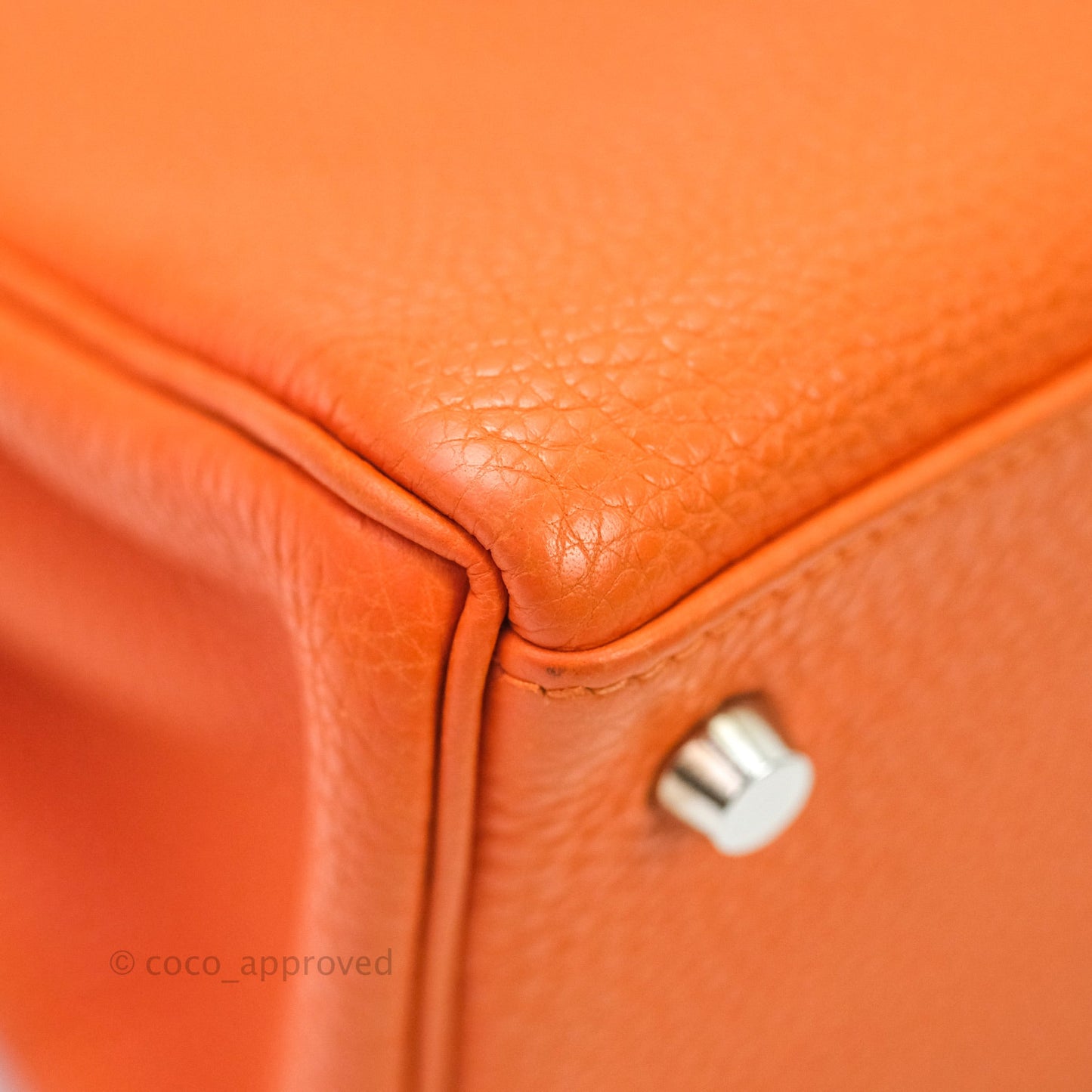 Hermès Kelly 28 Orange Palladium Hardware Togo