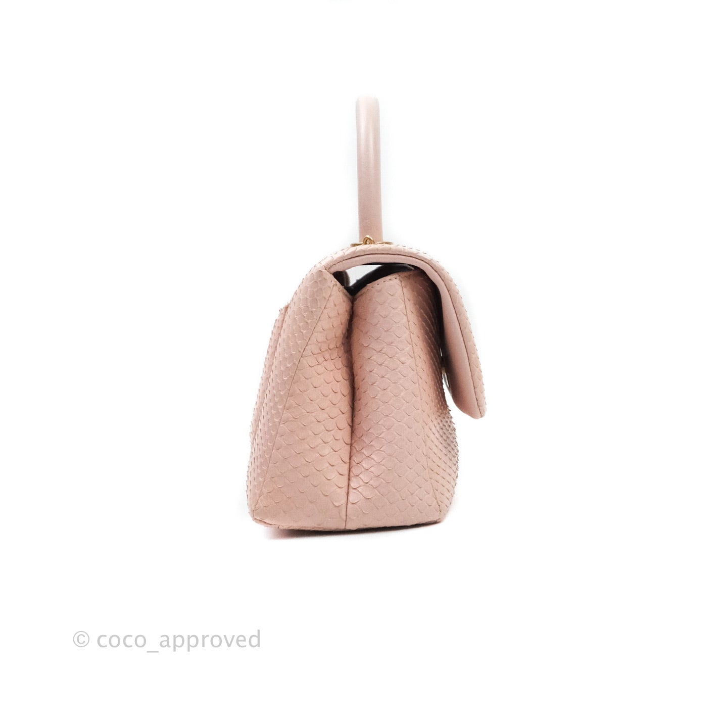 Chanel Quilted Mini Coco Handle Baby Pink Python Gold Hardware