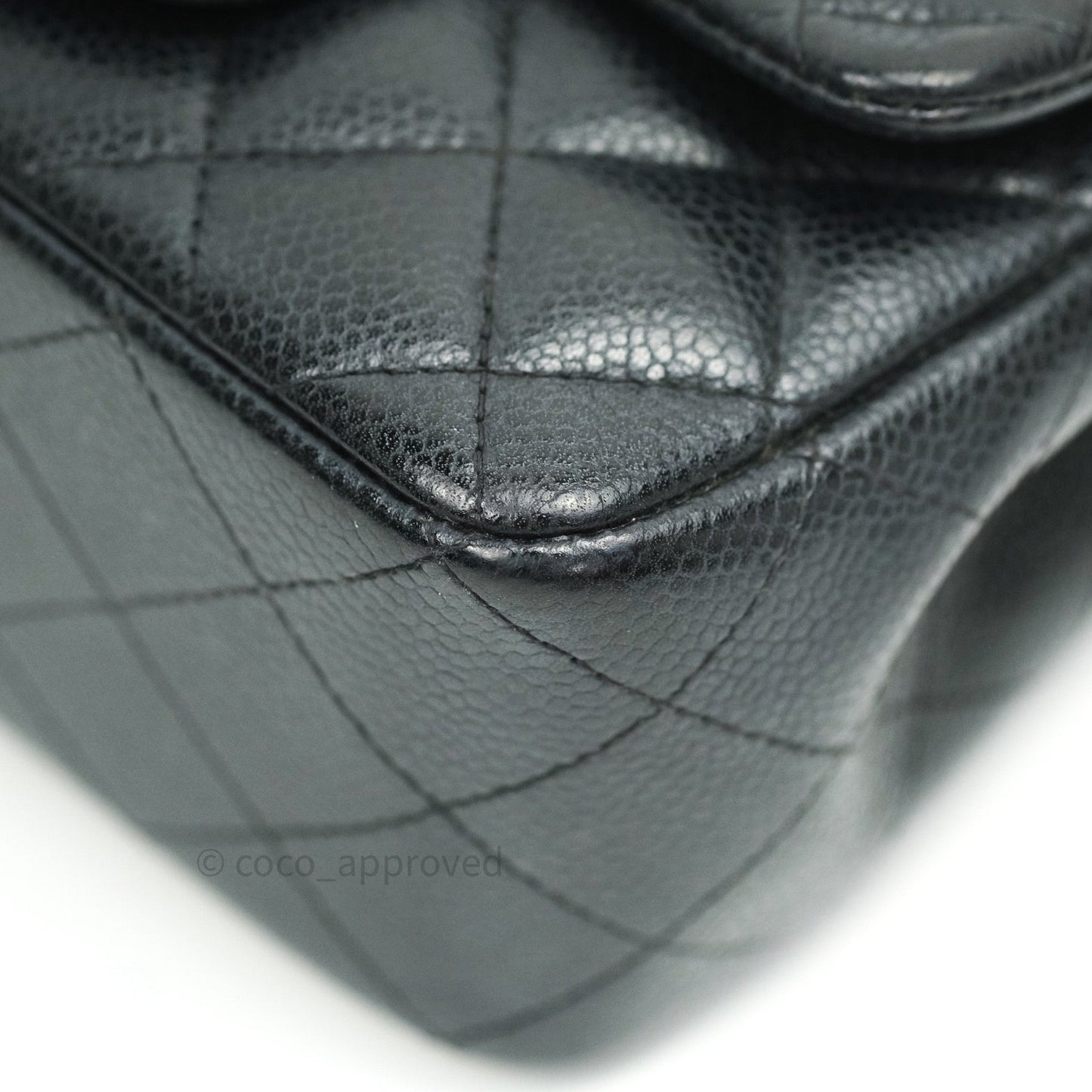 Chanel Mini Square Black Quilted Caviar Ruthenium Hardware