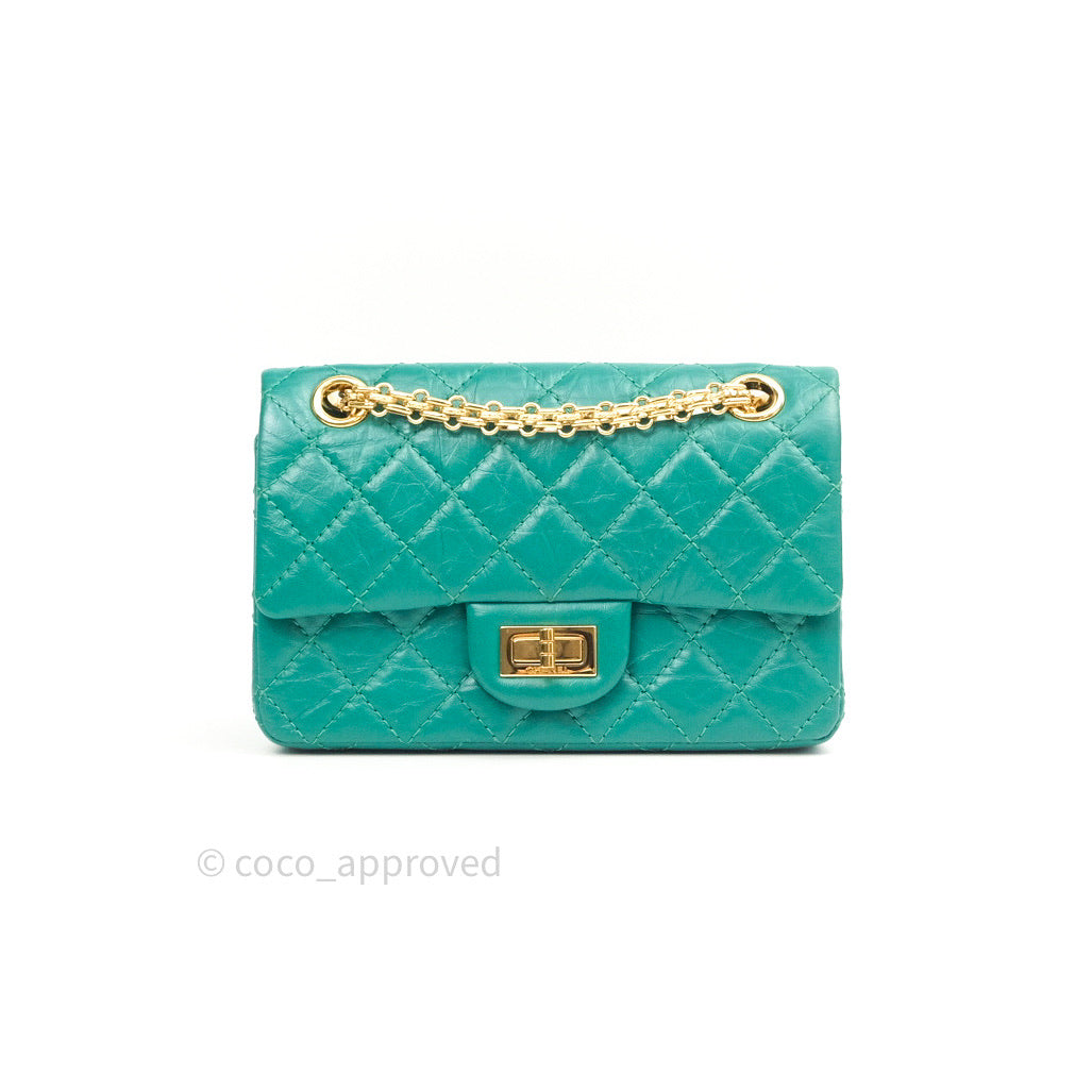 Chanel Mini Reissue 224 Green Aged Calfskin Gold Hardware