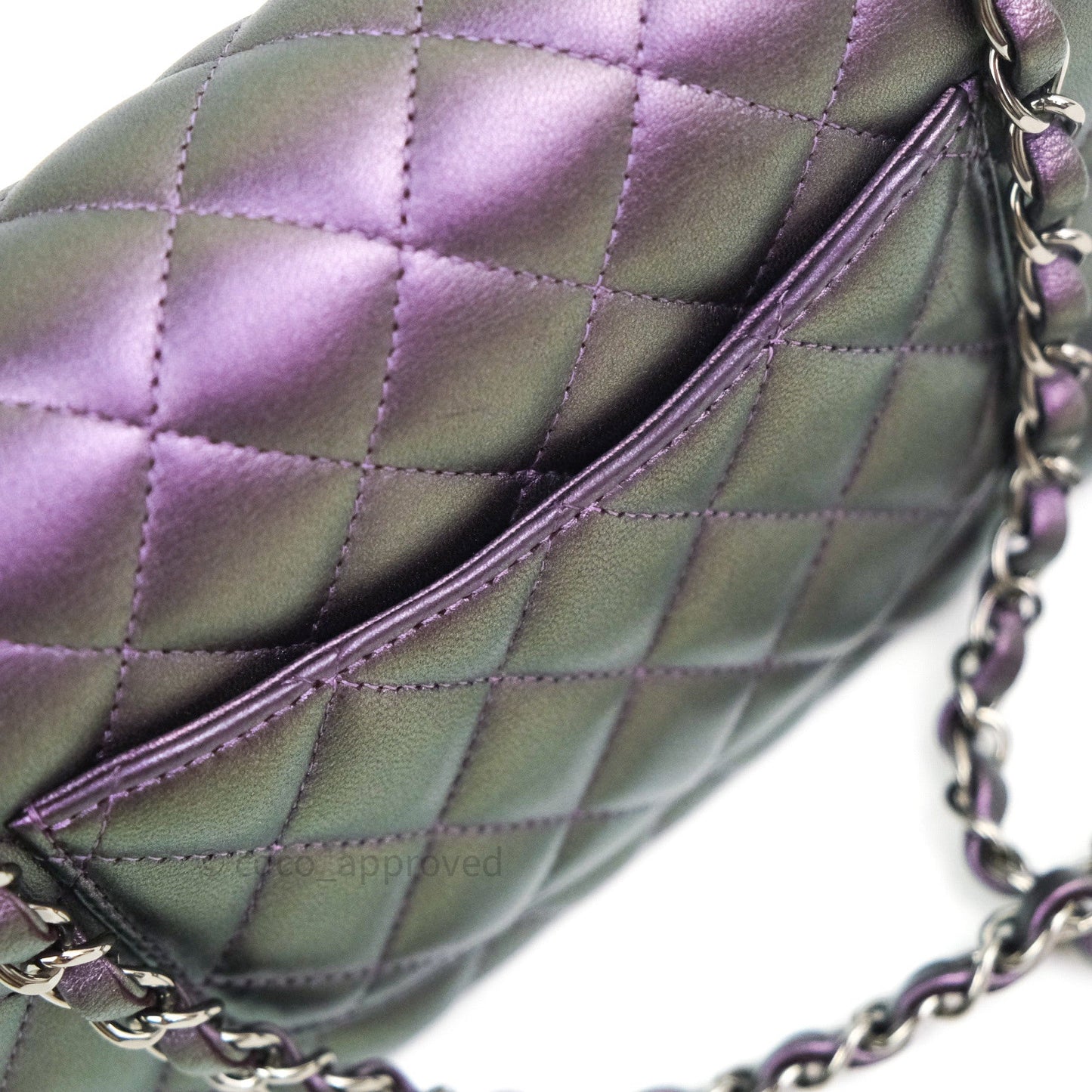 Chanel Quilted Mini Rectangular Iridescent Purple Dark Silver Hardware
