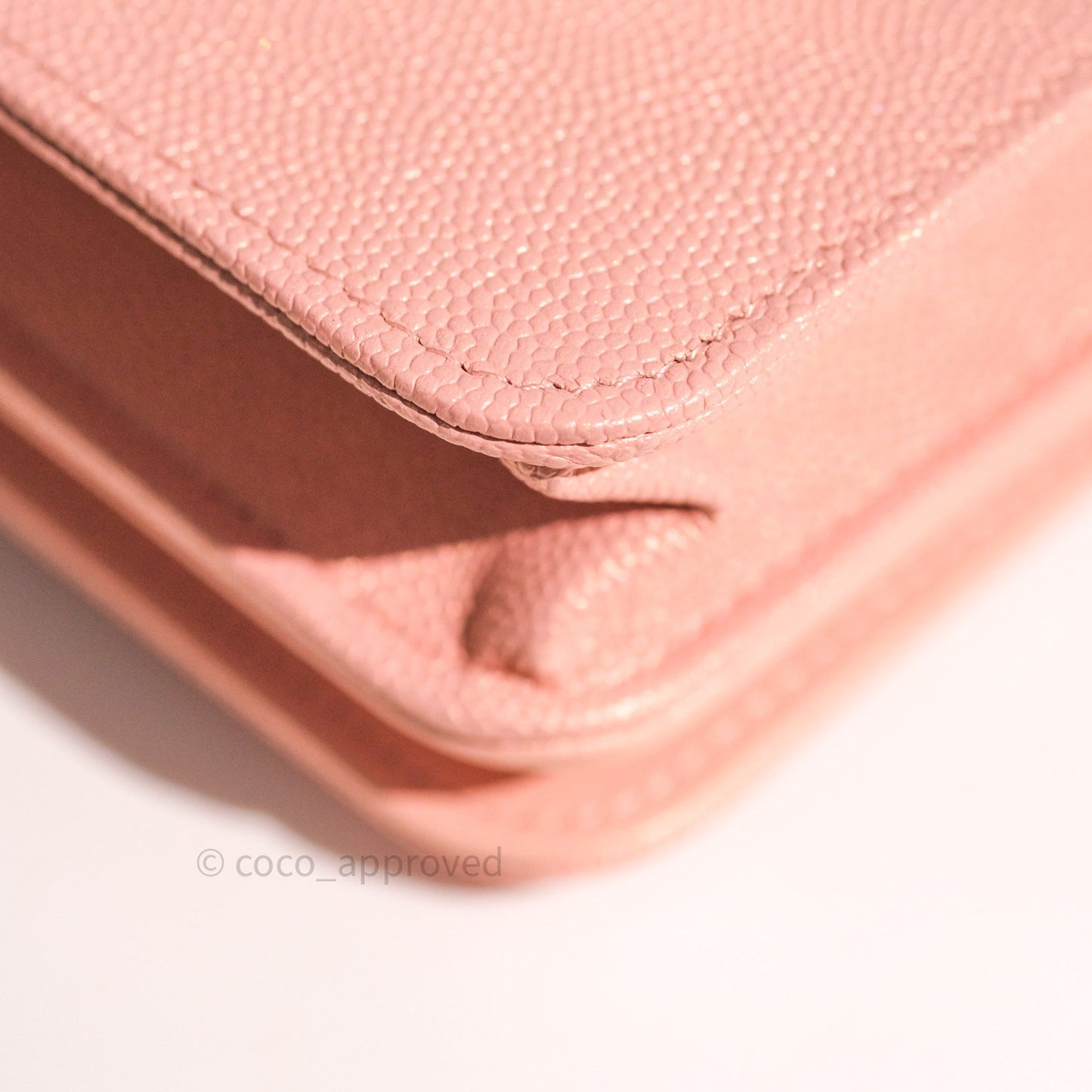 Chanel Chevron Wallet on Chain WOC Rose Gold Caviar Silver Hardware 19P