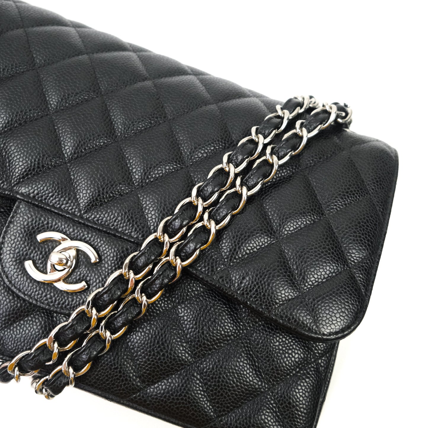Chanel Jumbo Double Flap Black Caviar Silver Hardware⁣⁣