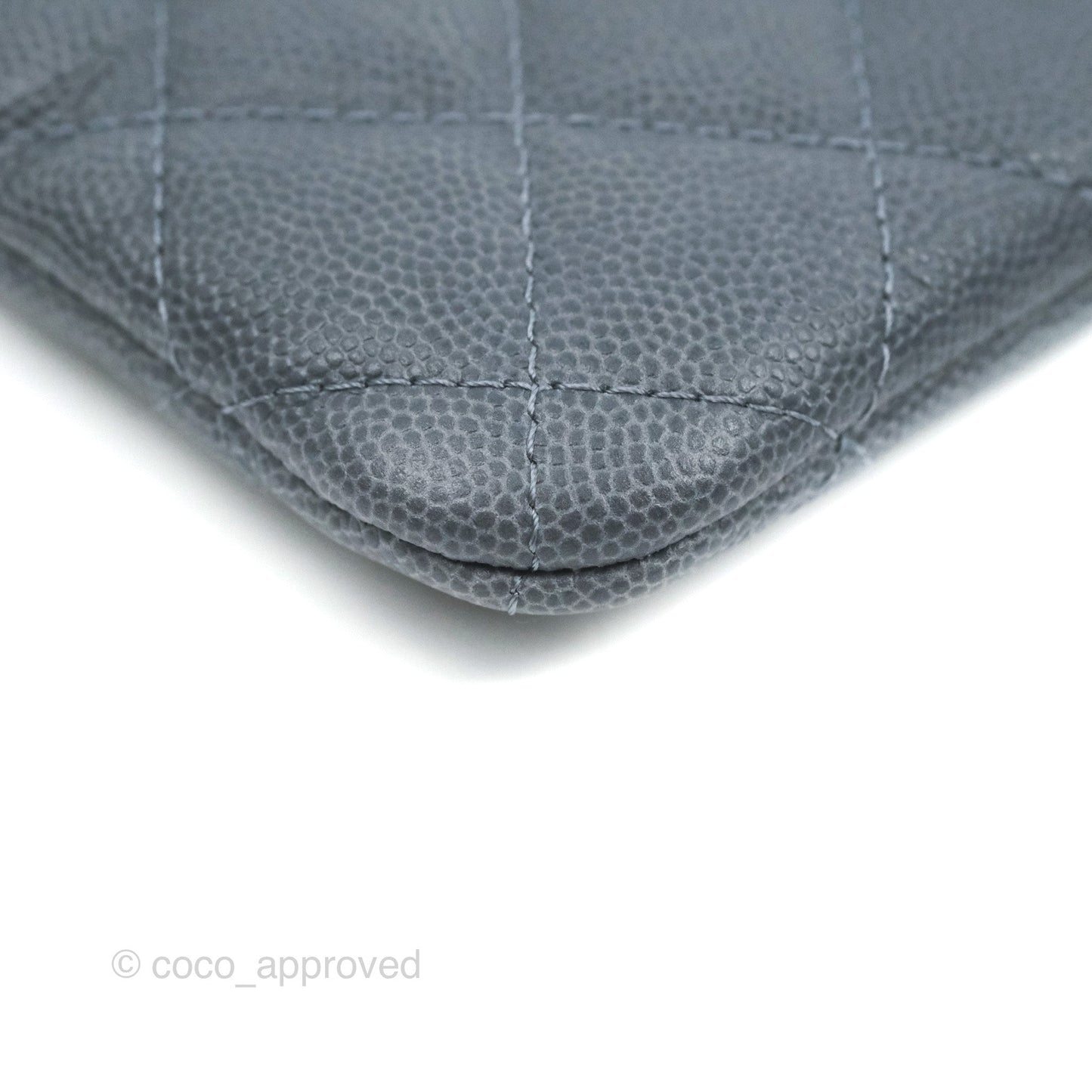 Chanel Quilted Mini O Case Dark Grey Blue Caviar Ruthenium Hardware
