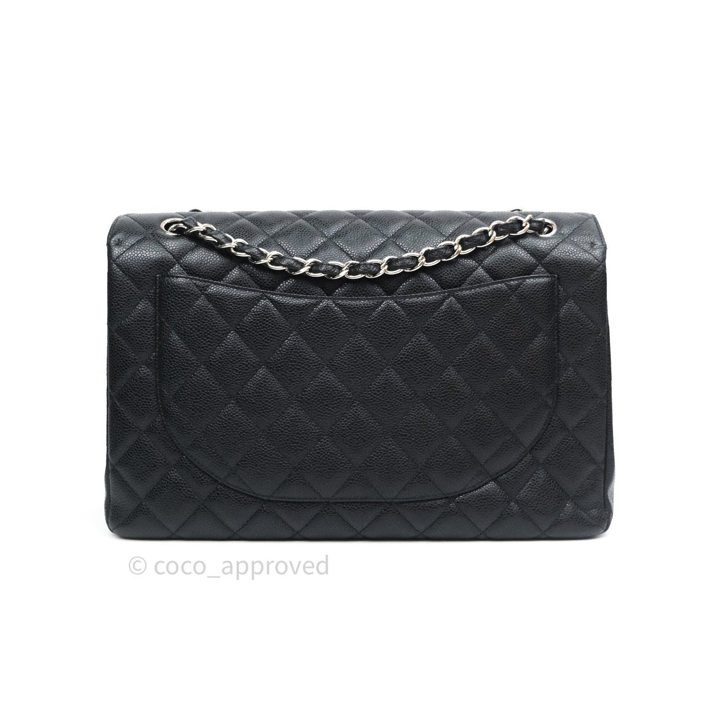 Chanel Classic Maxi Single Flap Quilted Black Caviar Silver Hardware