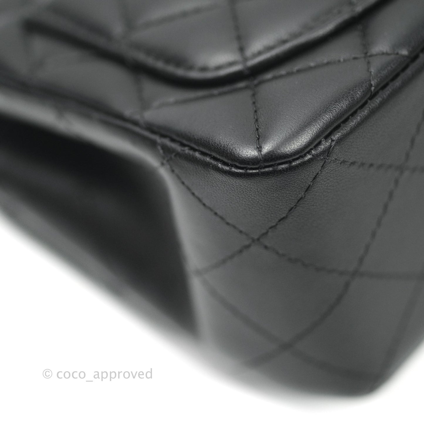 Chanel Mini Square Black Lambskin Aged Gold Hardware