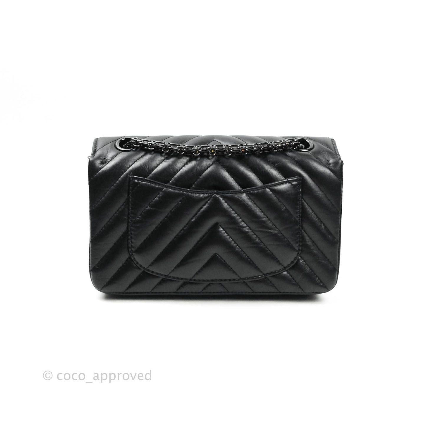 Chanel Mini Reissue 224 So Black Chevron Calfskin Black Hardware