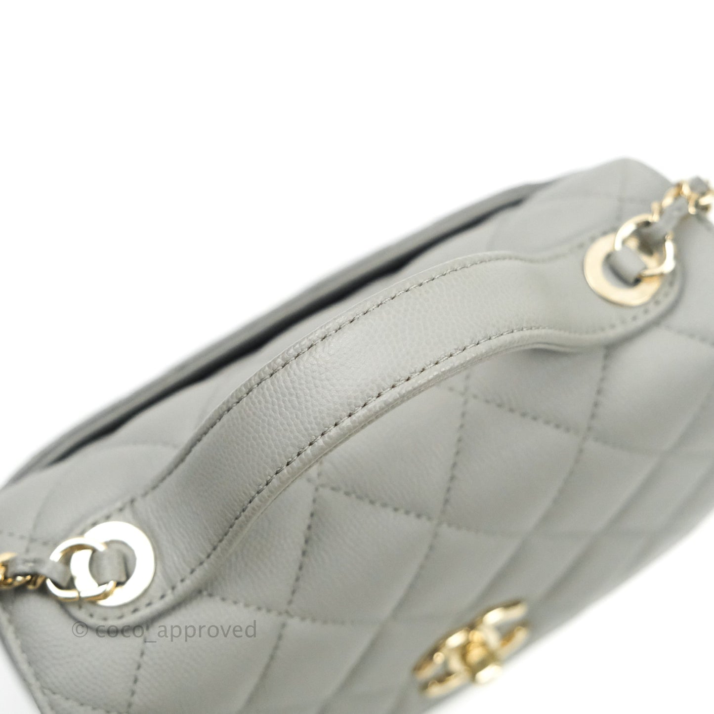 Chanel Quilted Small Business Affinity Flap Grey Caviar Light Gold Hardware