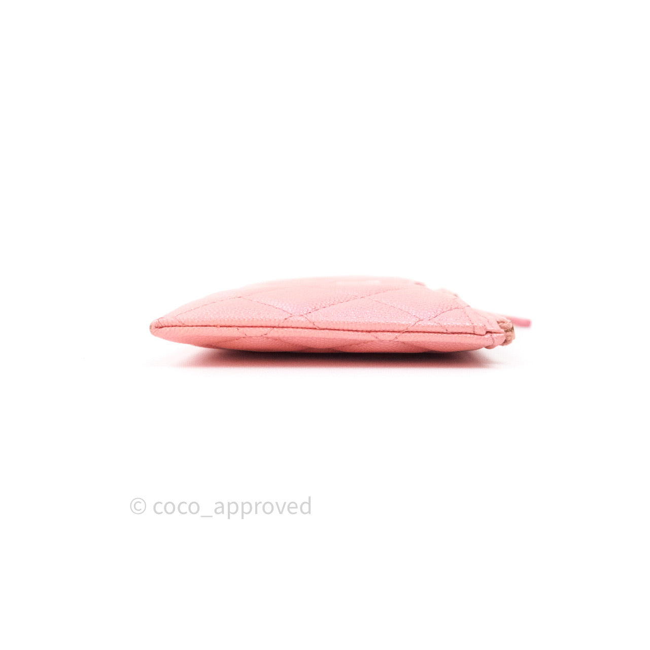 Chanel Iridescent Caviar O Case Phone Case Pouch Card Holder Pink Light Gold Hardware