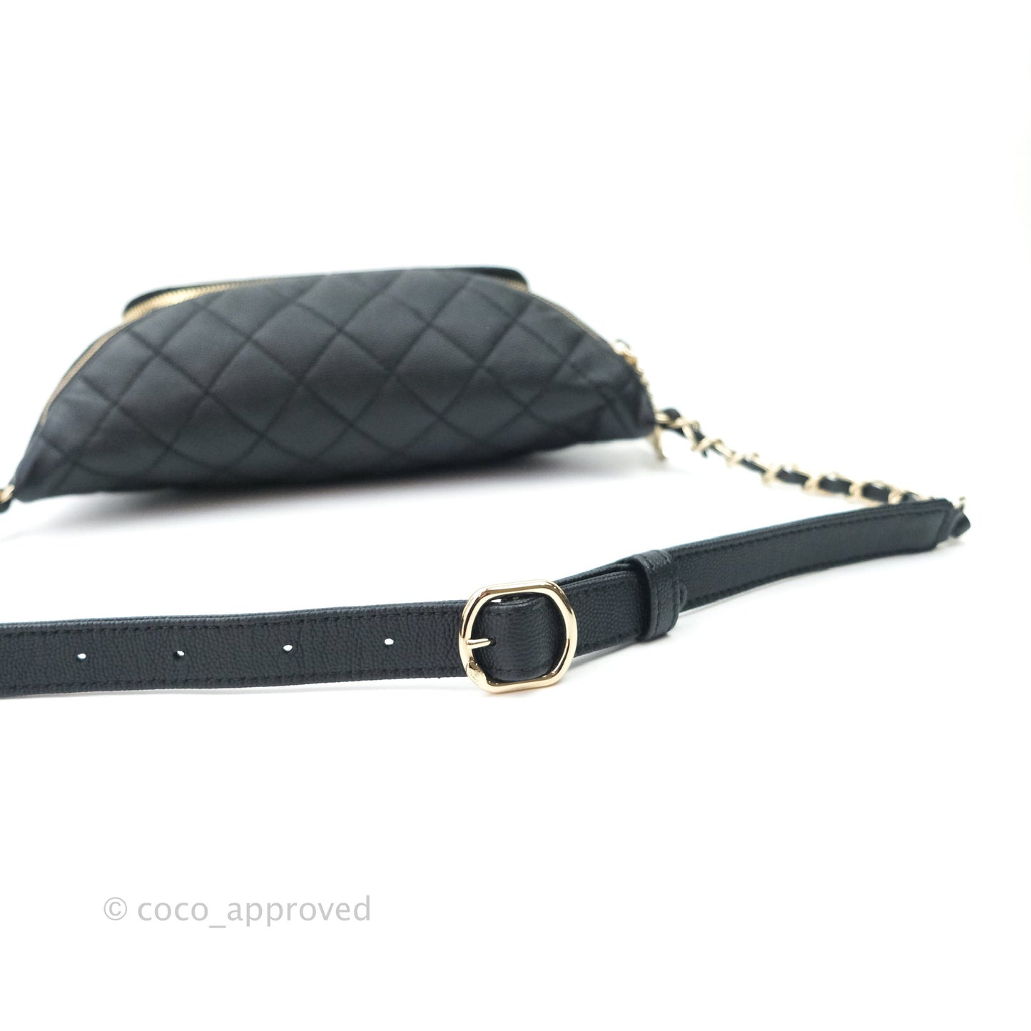 Chanel Quilted Business Affinity Waist Belt Bag Black Caviar Gold Hardware