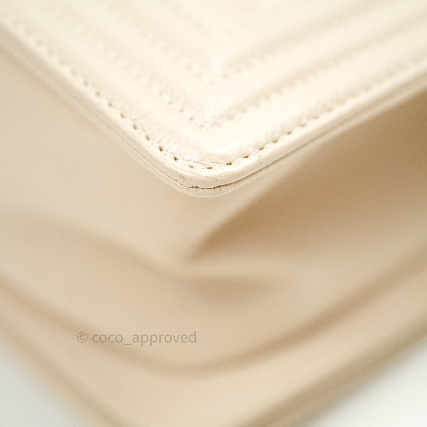 Chanel Boy Chevron Medium Beige Caviar Gold Hardware