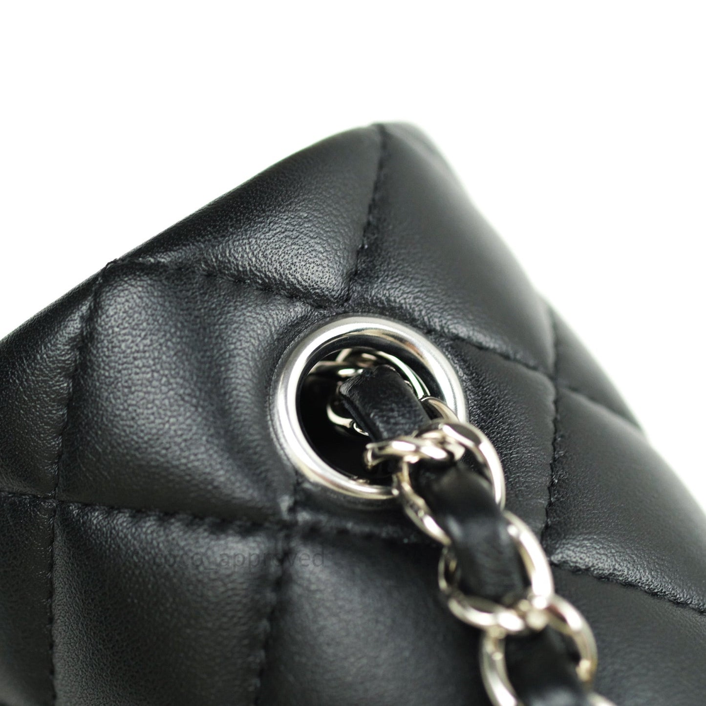 Chanel Quilted Mini Rectangular Black Lambskin Silver Hardware