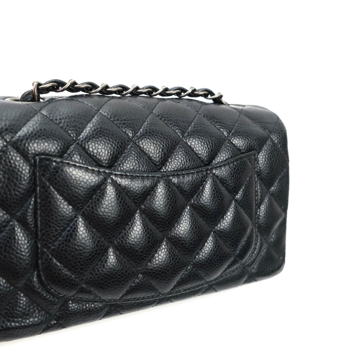 Chanel Quilted Mini Rectangular Very Dark Navy (Look Black) Caviar Ruthenium Hardware