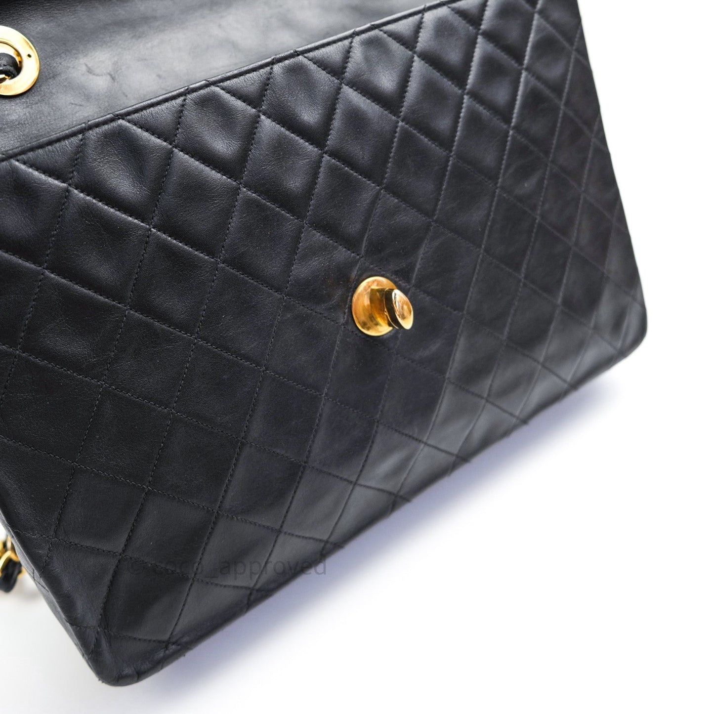 Chanel Vintage XL Jumbo Single Flap Black Lambskin 24K Gold Hardware
