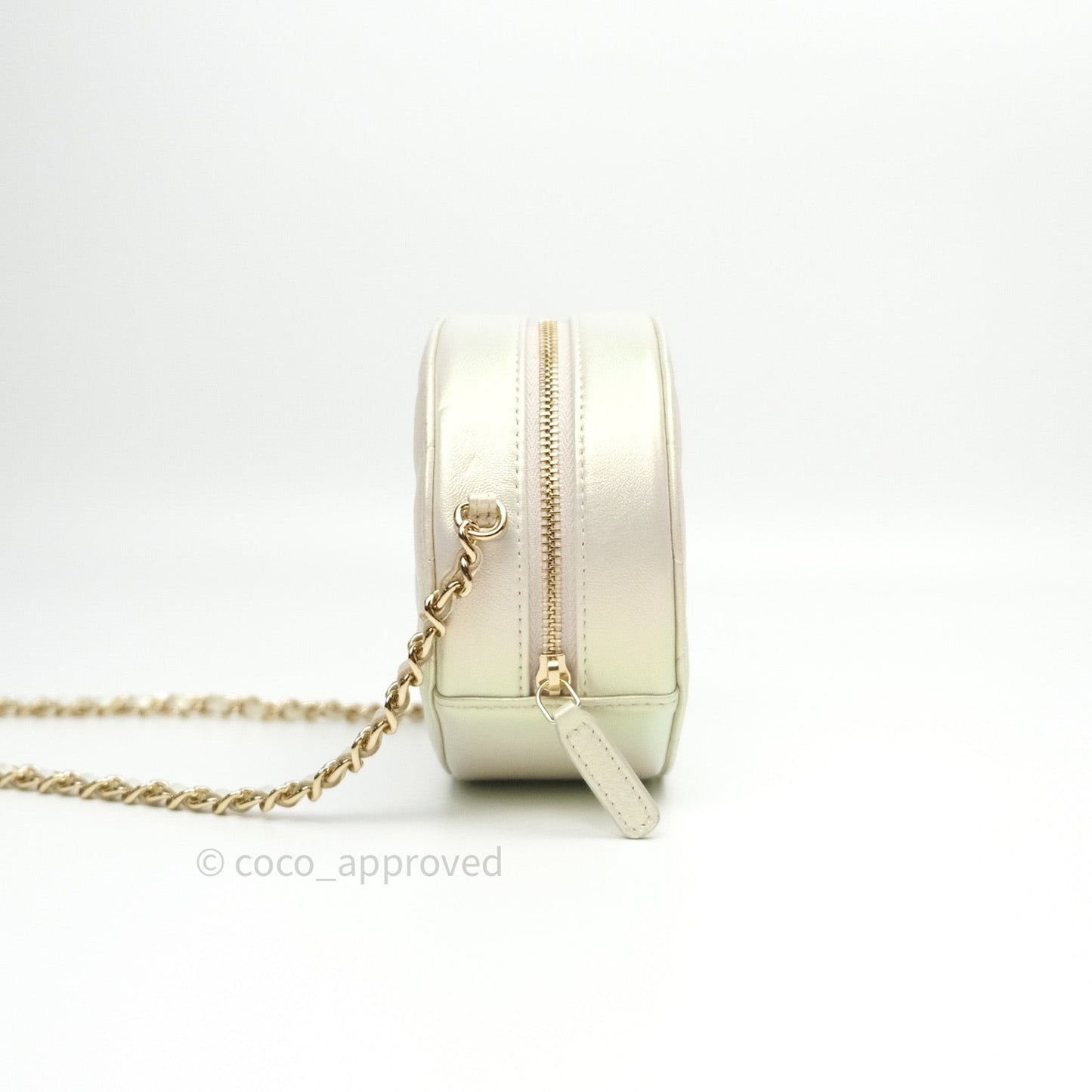 Chanel Round Circle Bag Iridescent Ivory Gold Hardware