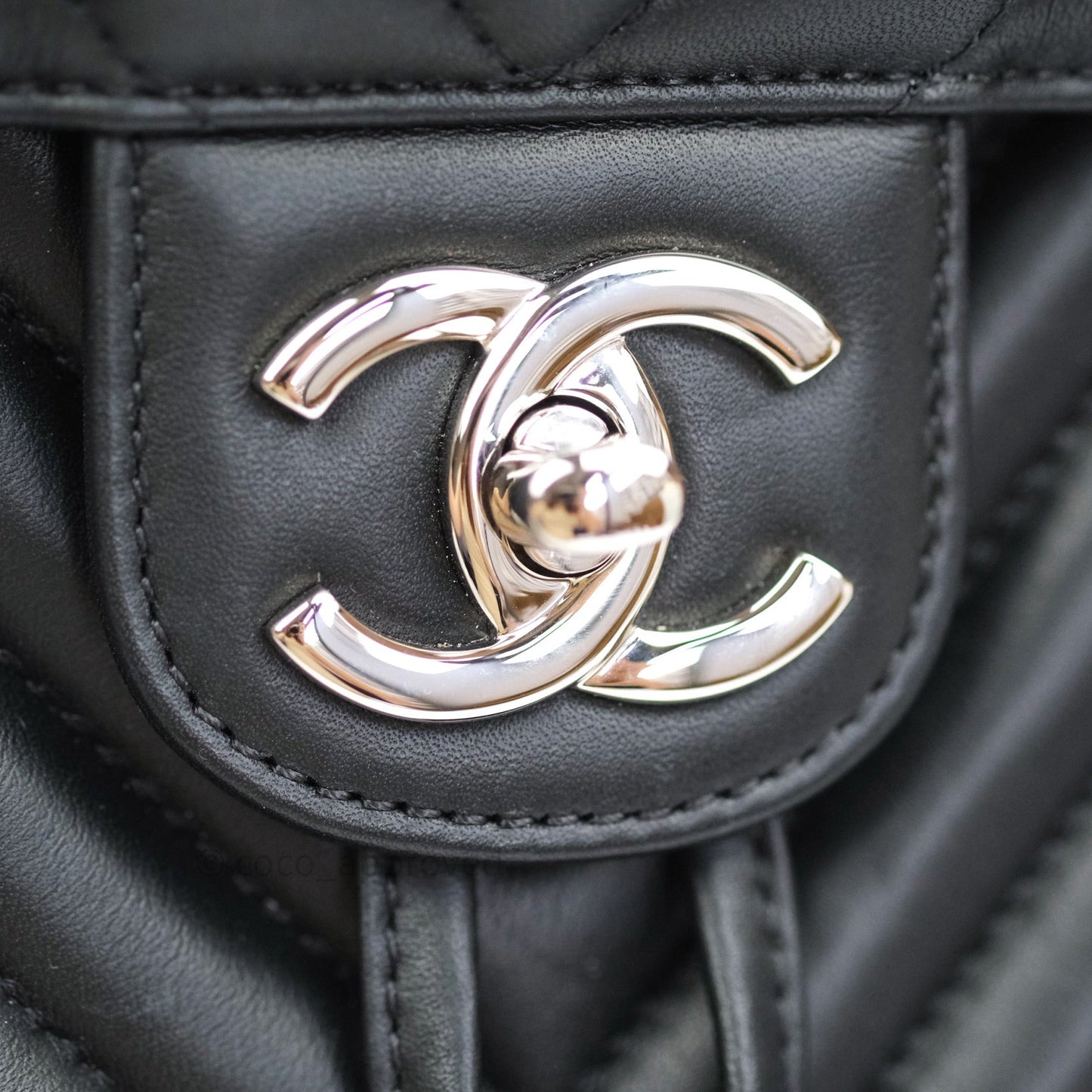 Chanel Calfskin Chevron Small Urban Spirit Backpack Black Silver Hardware