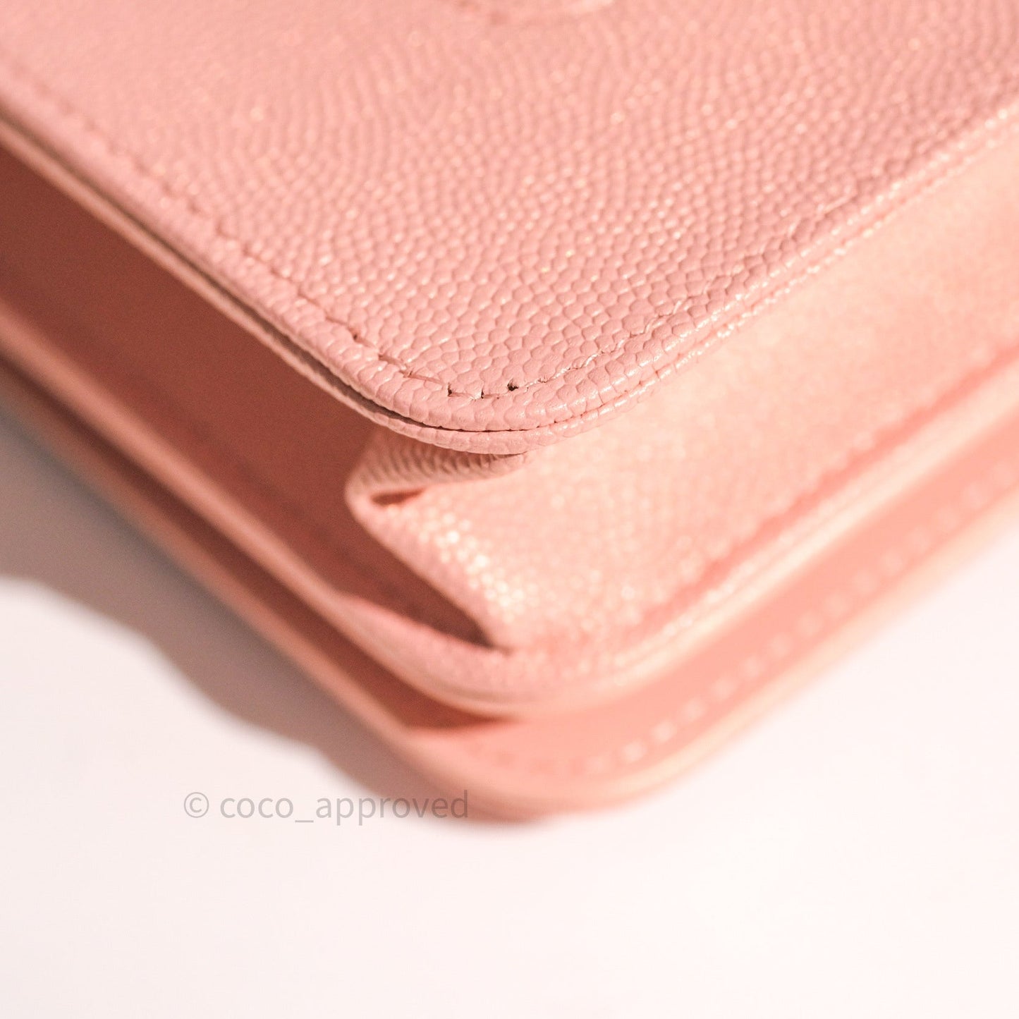 Chanel Chevron Wallet on Chain WOC Rose Gold Caviar Silver Hardware 19P