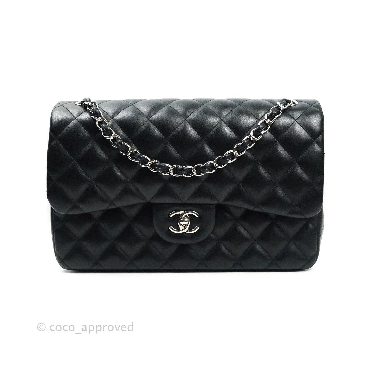 Chanel Classic Jumbo Double Flap Black Lambskin Silver Hardware⁣⁣