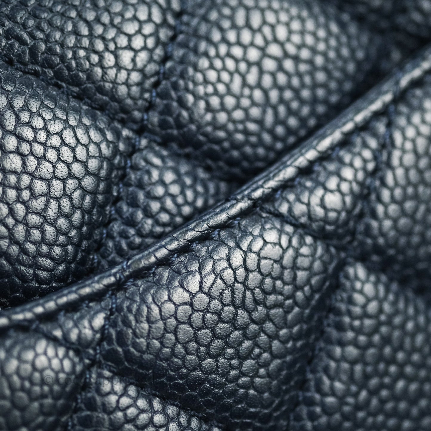 Chanel Quilted Small CC Filigree Flap Navy Caviar