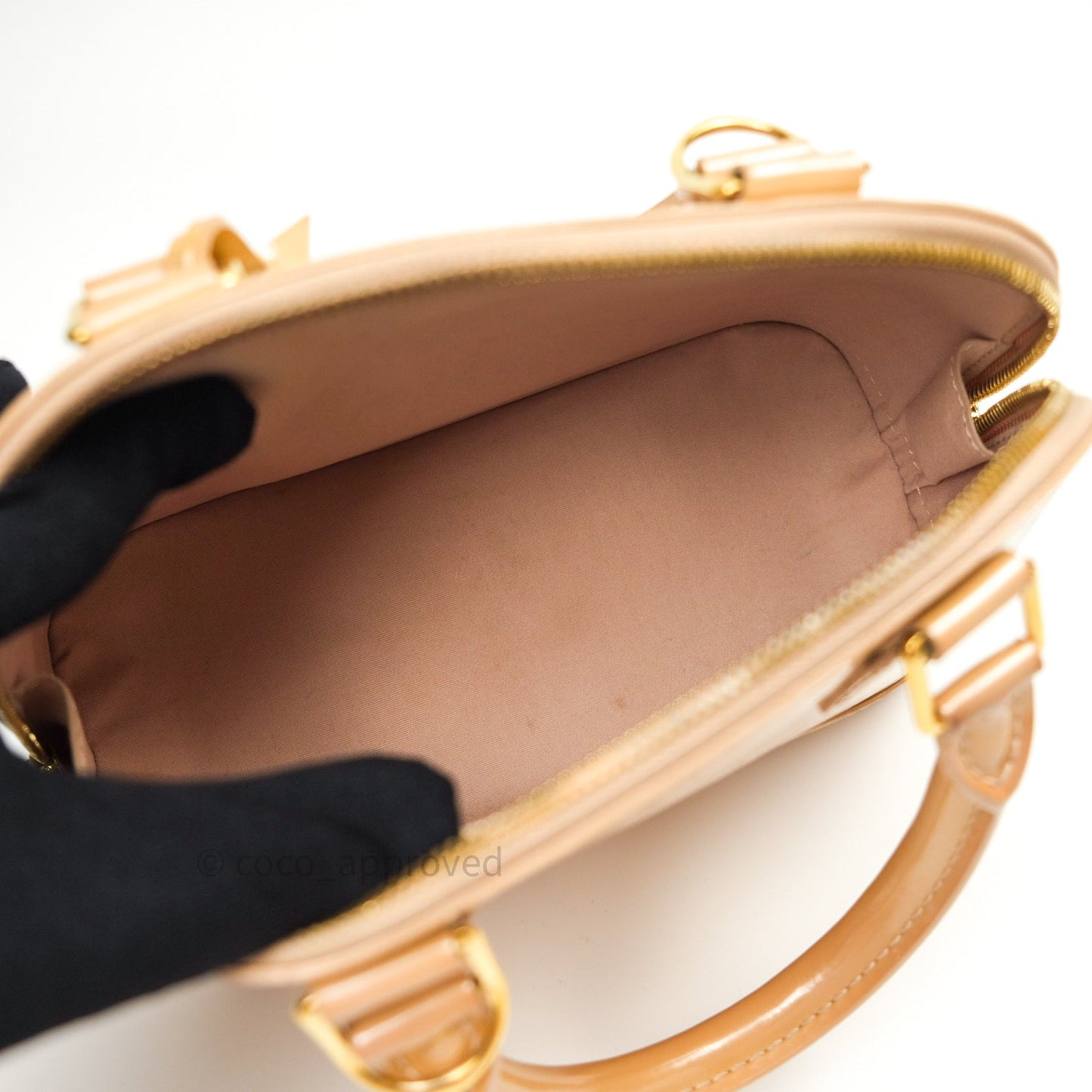 Louis Vuitton Alma BB Beige Monogram Vernis Leather