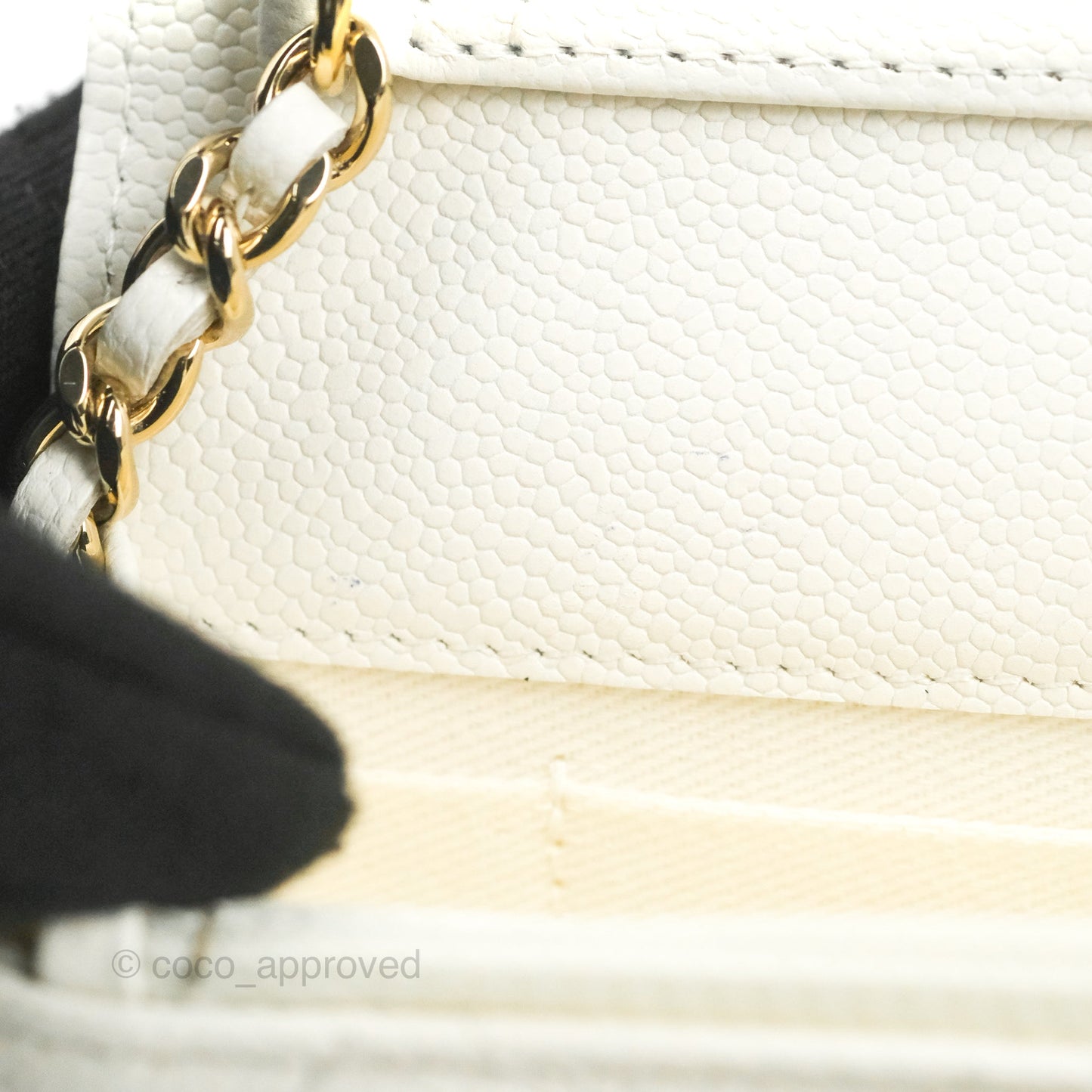 Chanel Business Affinity Clutch With Chain White Caviar Gold Hardware